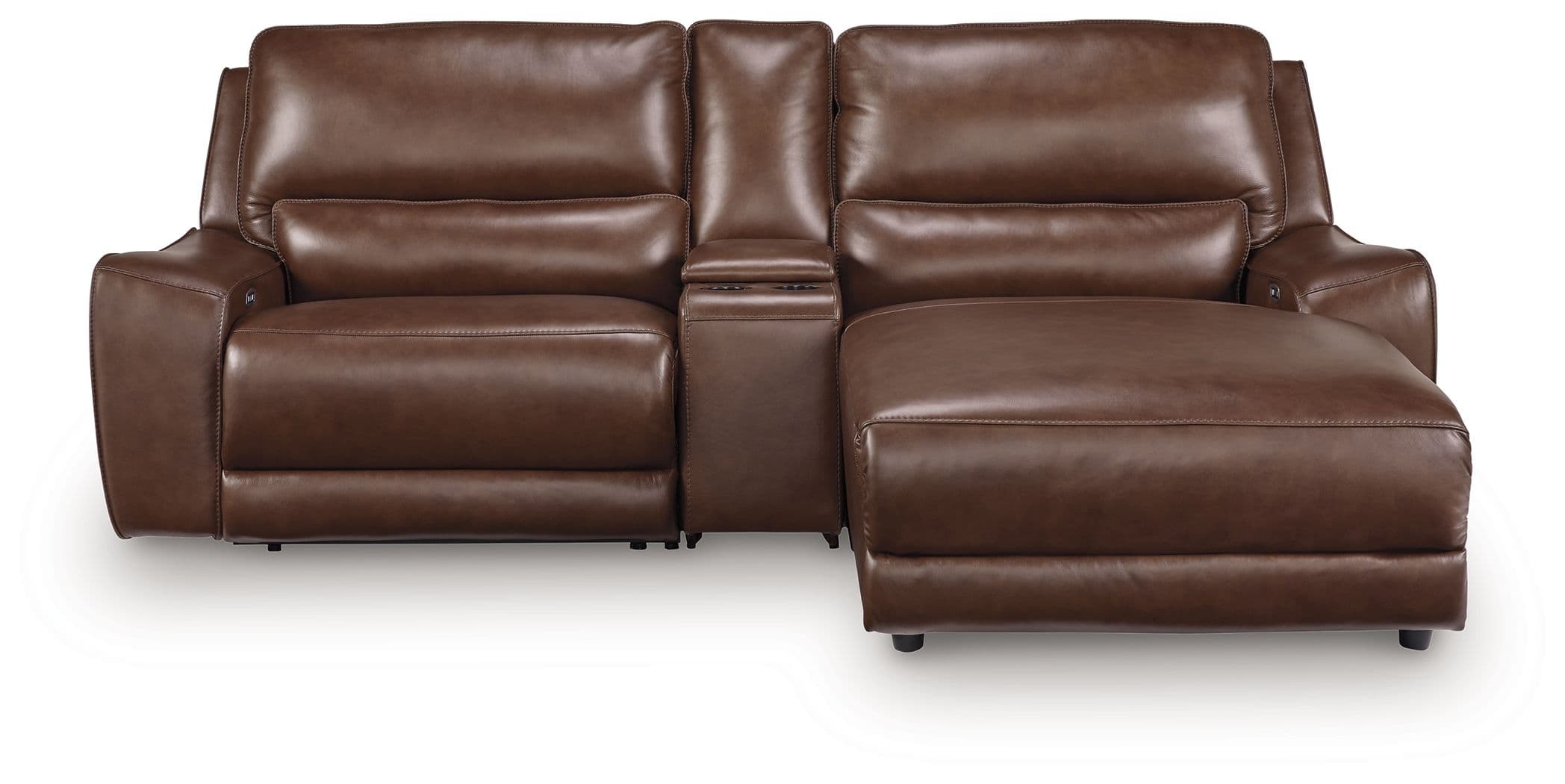 3-Piece Power Reclining Sectional With RAF Press Back Power Chaise And Storage Console · Canyon