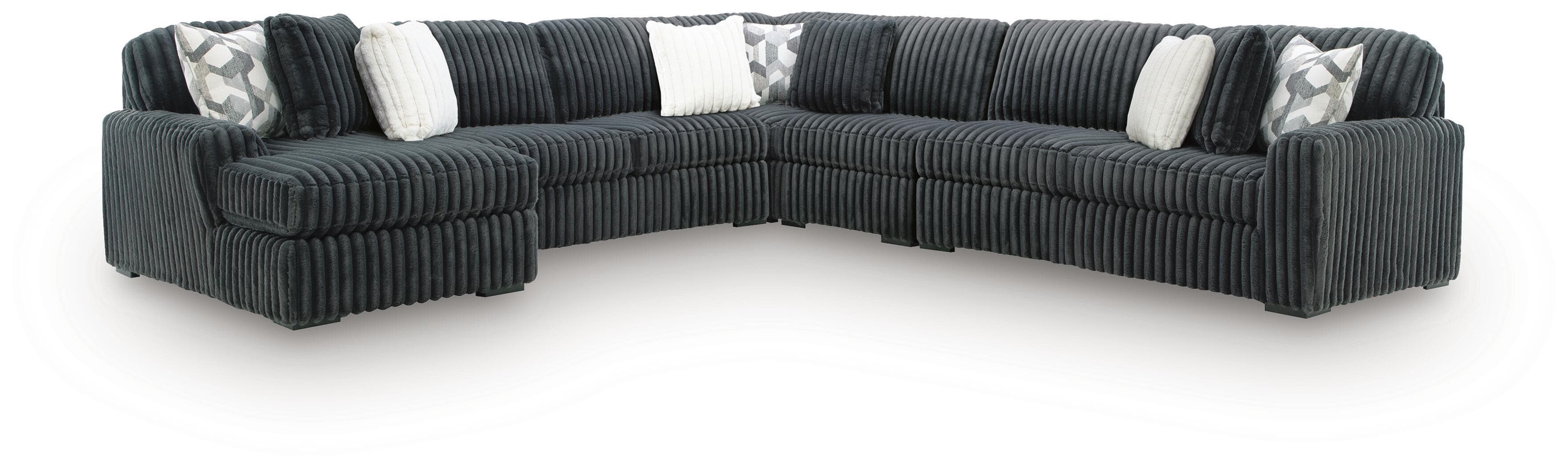 5-Piece Sectional With LAF Corner Chaise And RAF Sofa · Gunmetal