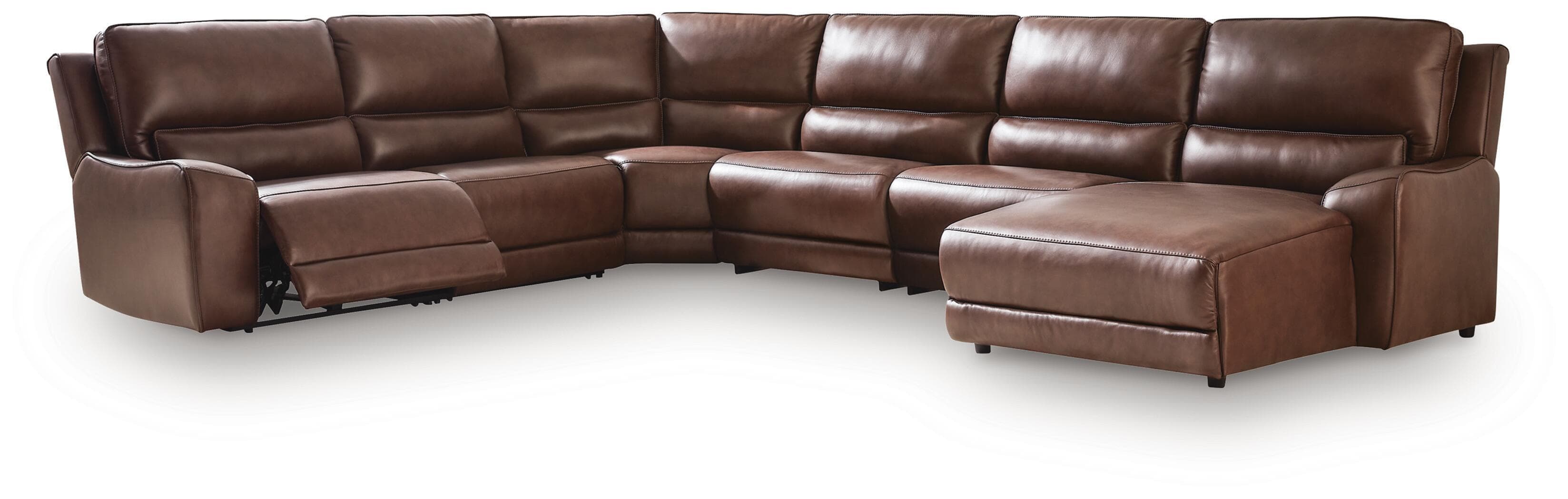 6-Piece Power Reclining Sectional With RAF Press Back Power Chaise · Canyon