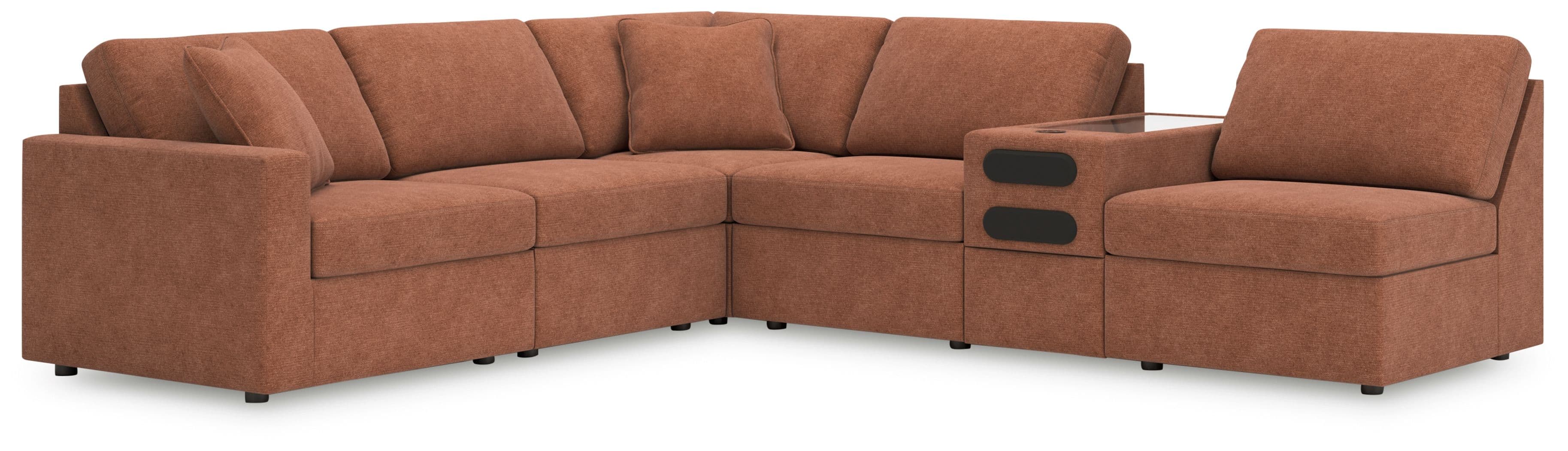 6-Piece Sectional With Audio System Console and 3 Armless Chairs