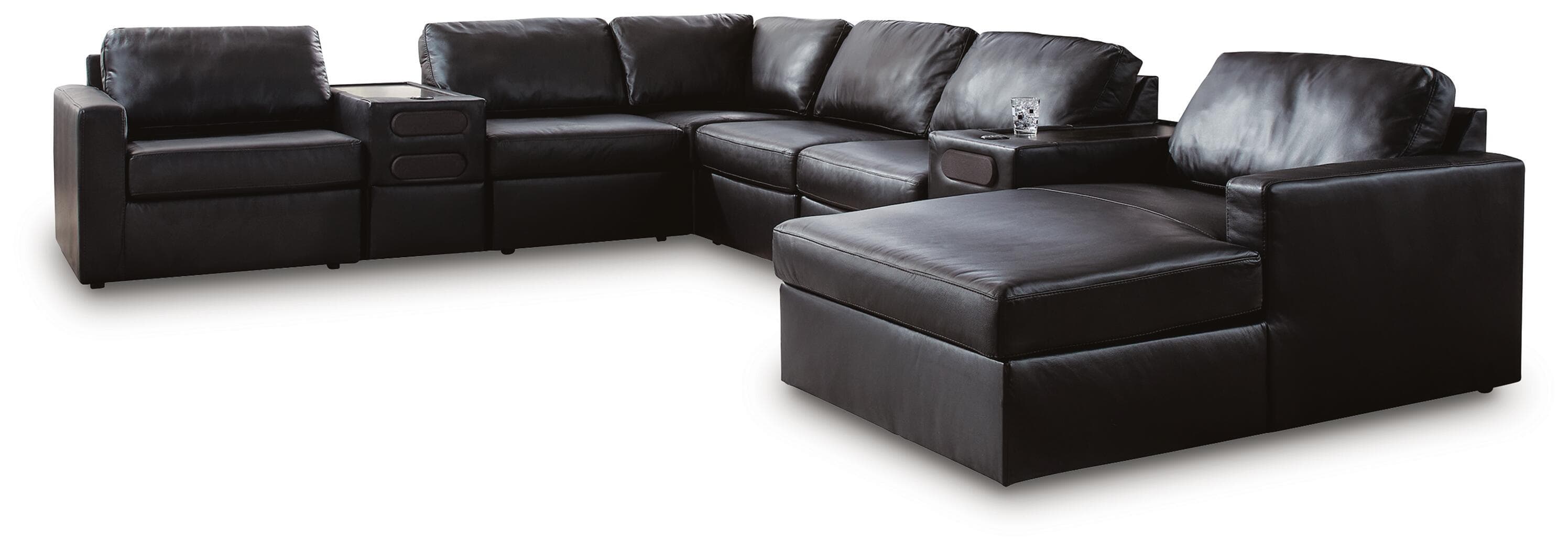 8-Piece Sectional With RAF Corner Chaise And Audio Consoles