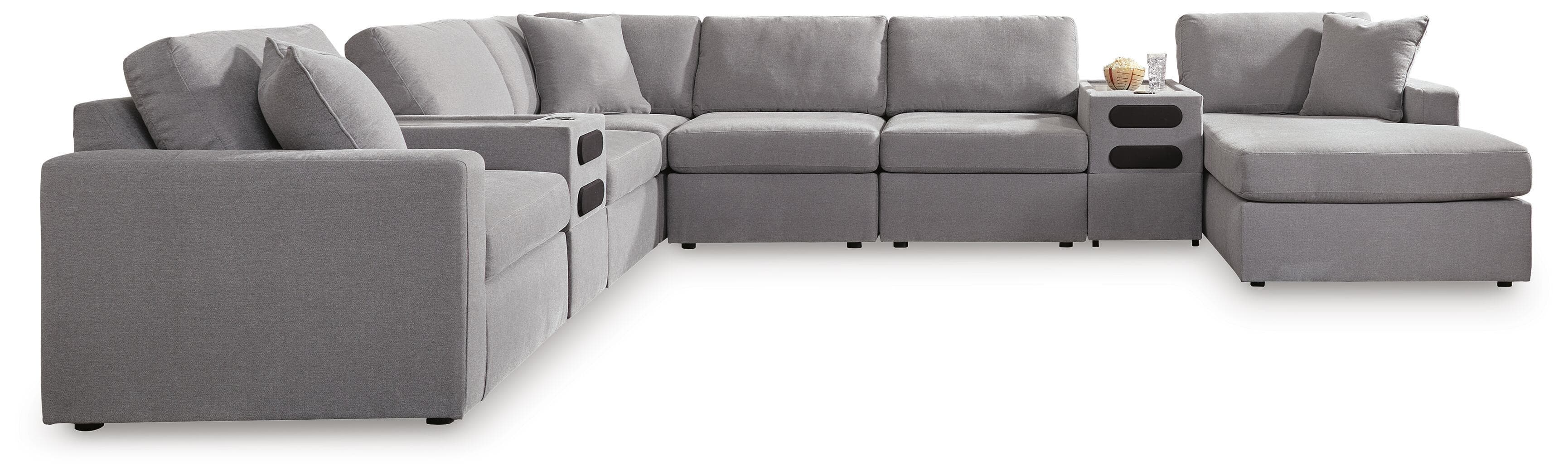 8-Piece Sectional Wth RAF Corner Storage Chaise And 2 Audio Consoles · Granite
