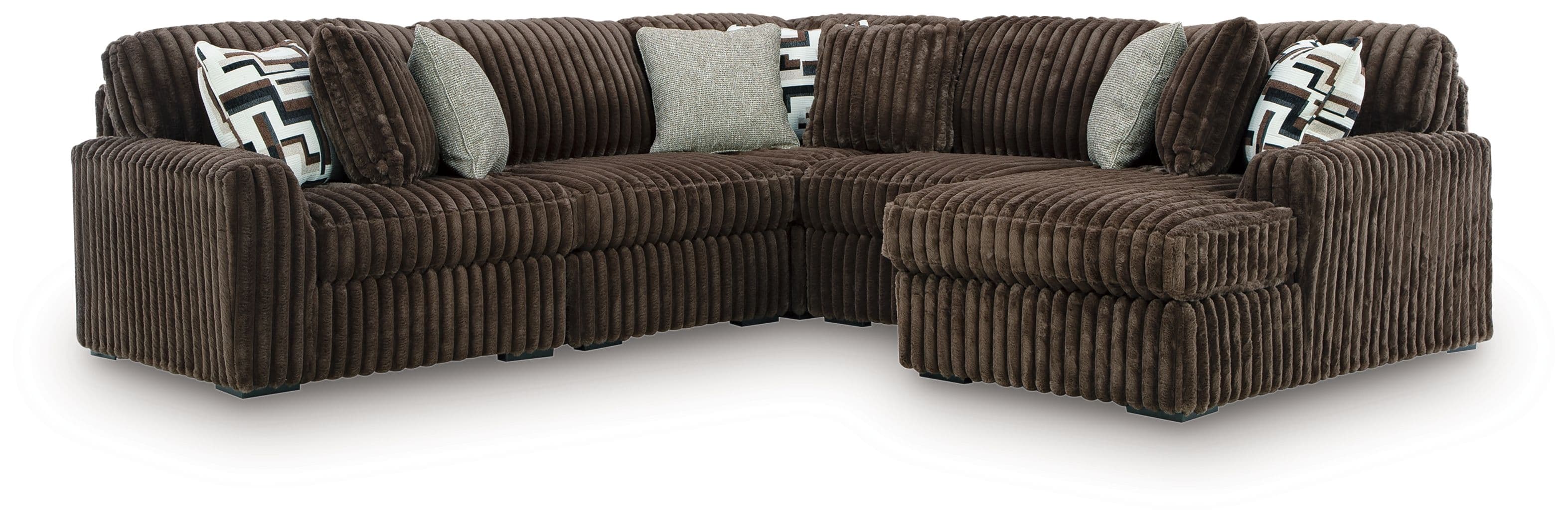 5-Piece Sectional With RAF Corner Chaise · Chocolate