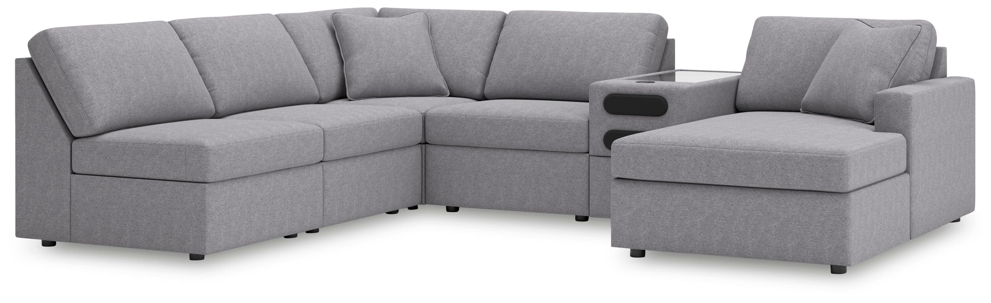 6-Piece Sectional With Raf Corner Chaise And Audio System Console
