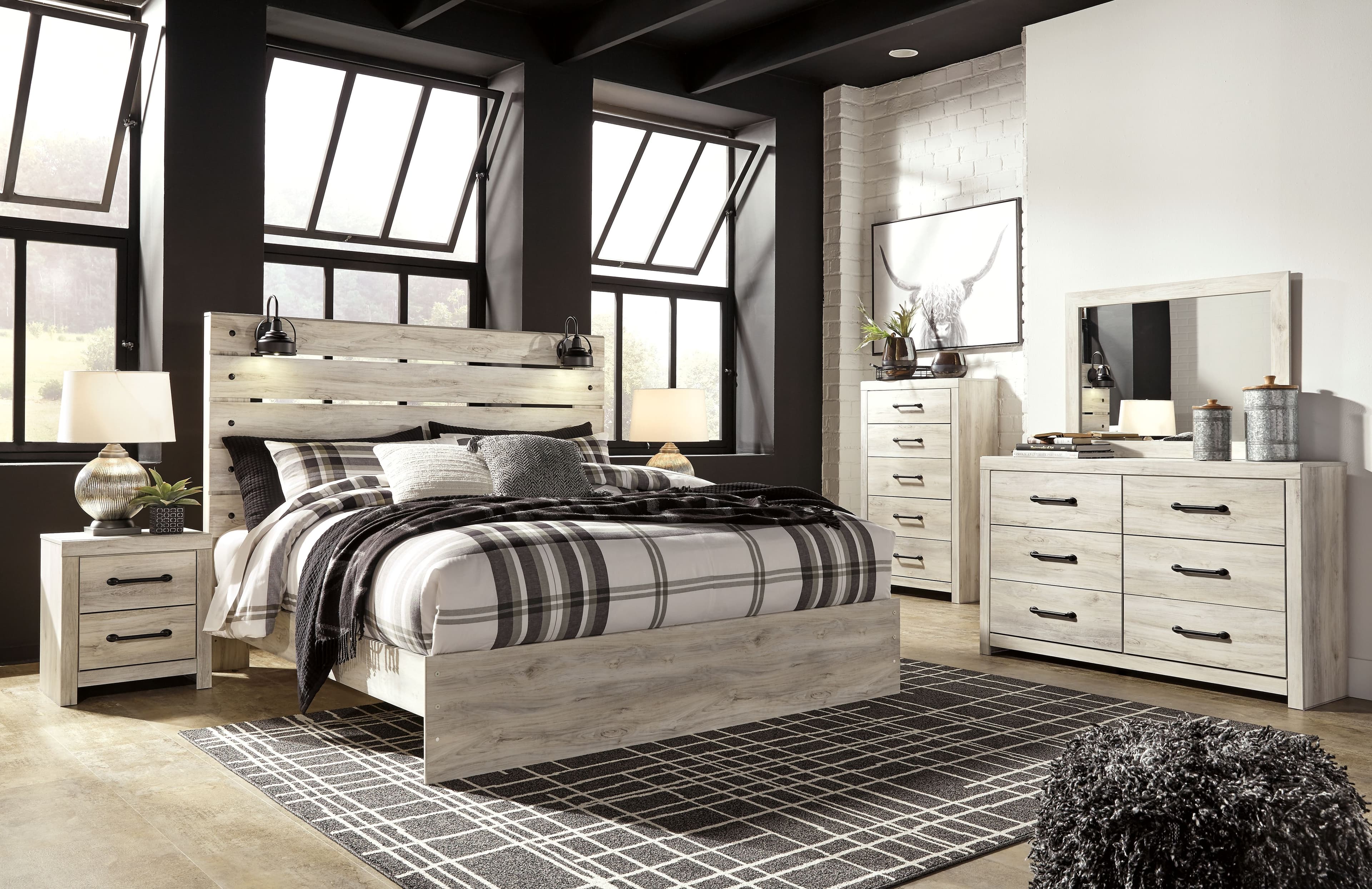 6 Pc. · Dresser, Mirror, Chest, King Panel Bed