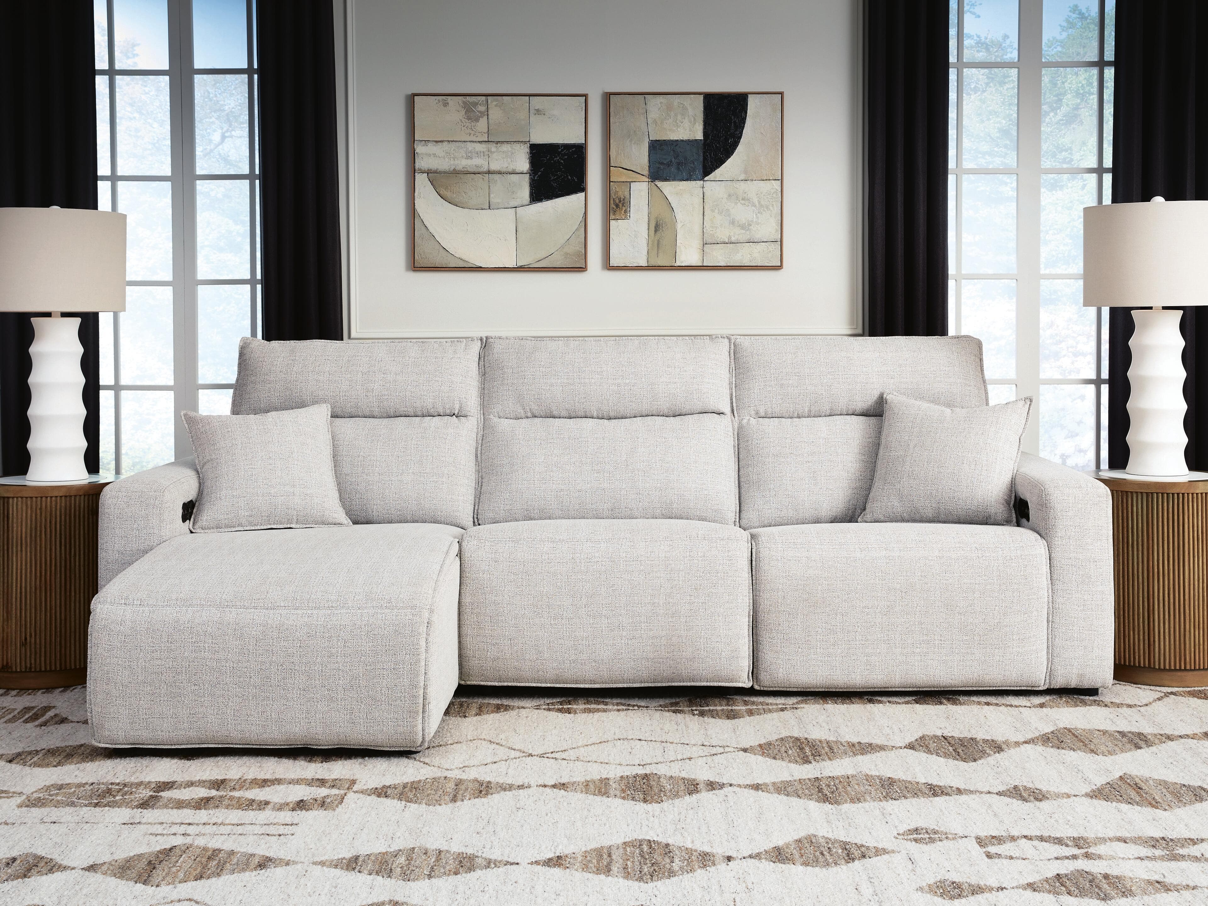 3-Piece Power Reclining Sofa With LAF Press Back Power Chaise