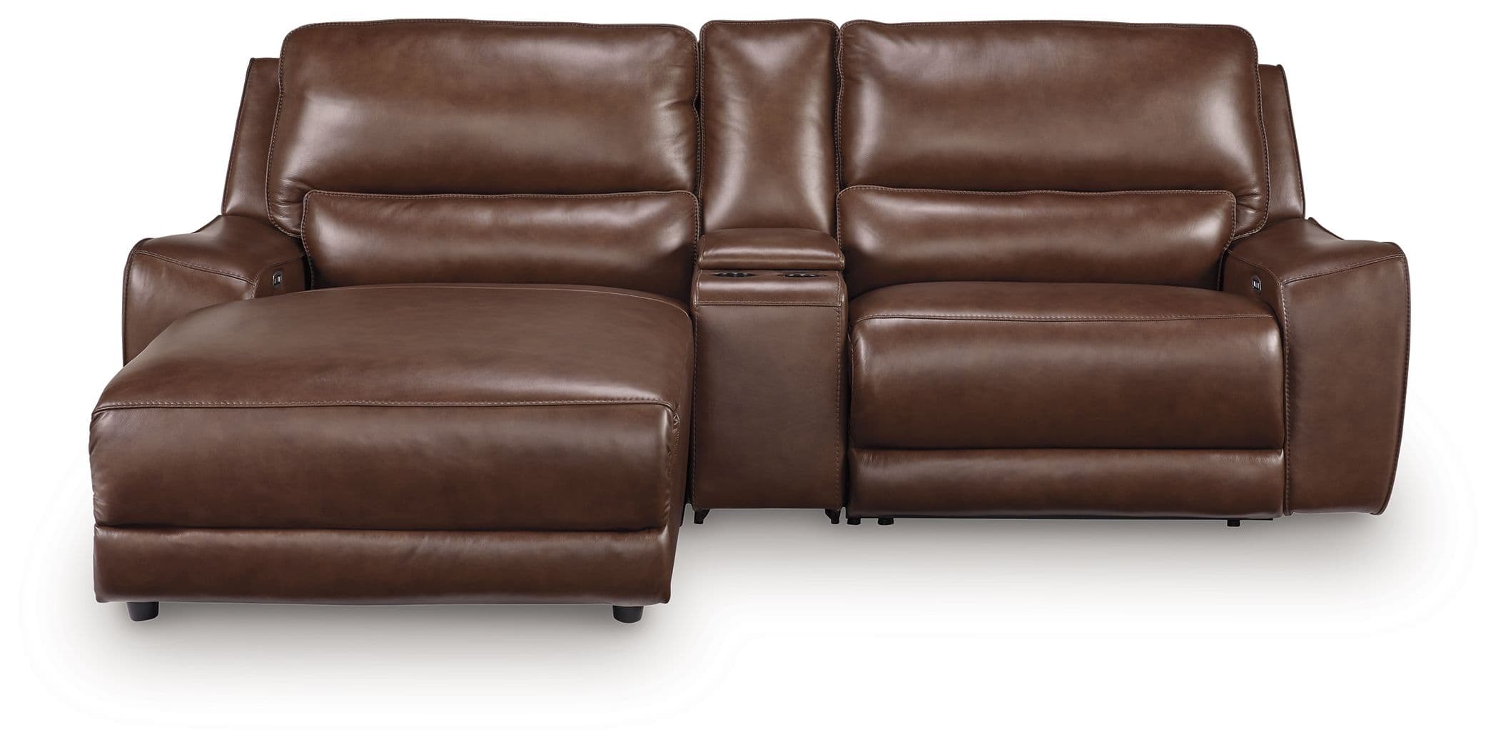 3-Piece Power Reclining Sectional With LAF Press Back Power Chaise And Storage Console · Canyon