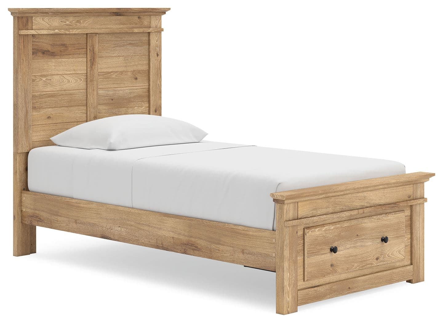 Twin Panel Storage Bed With Storage Footboard · Tan