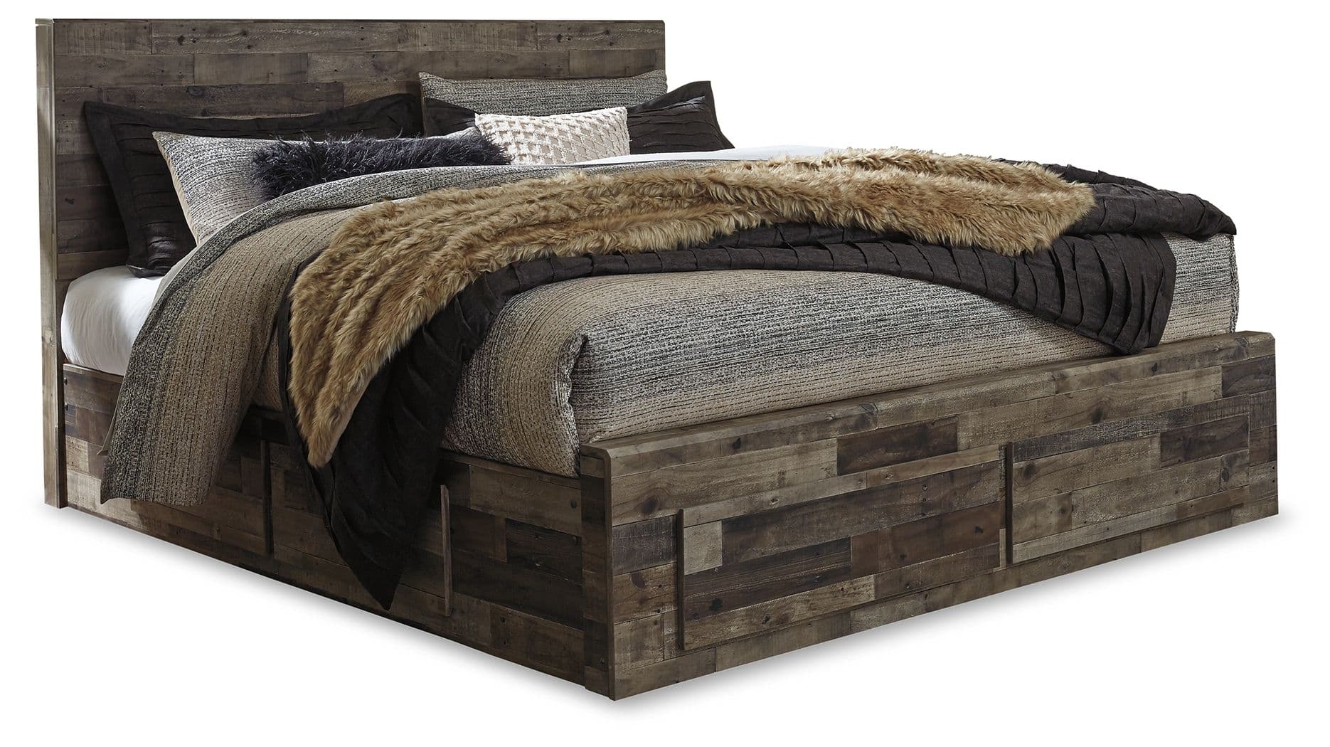 King Panel Bed With 4 Storage Drawers