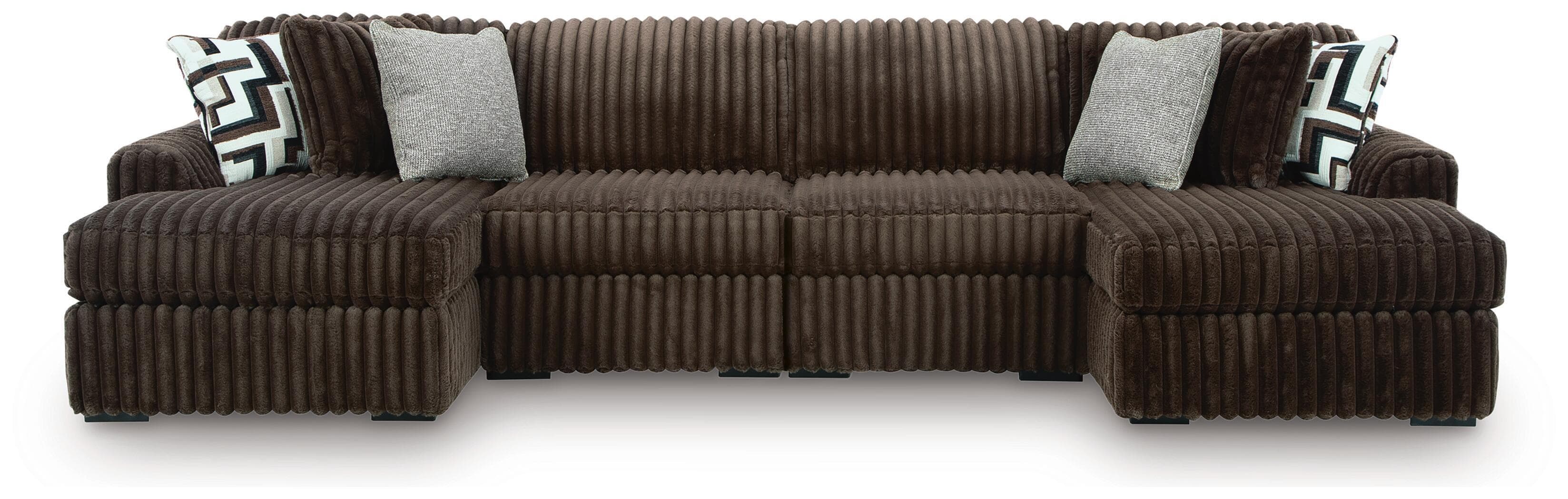 4-Piece Double Chaise Sectional · Chocolate