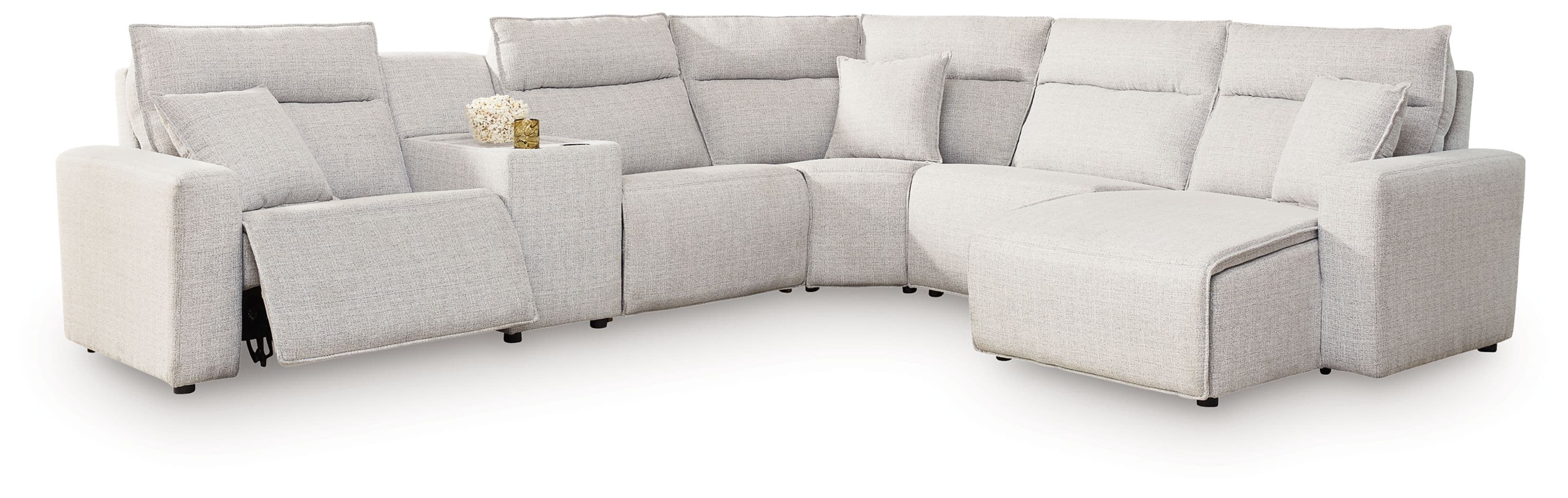 6-Piece Power Reclining Sectional With RAF Press Back Power Chaise And Console
