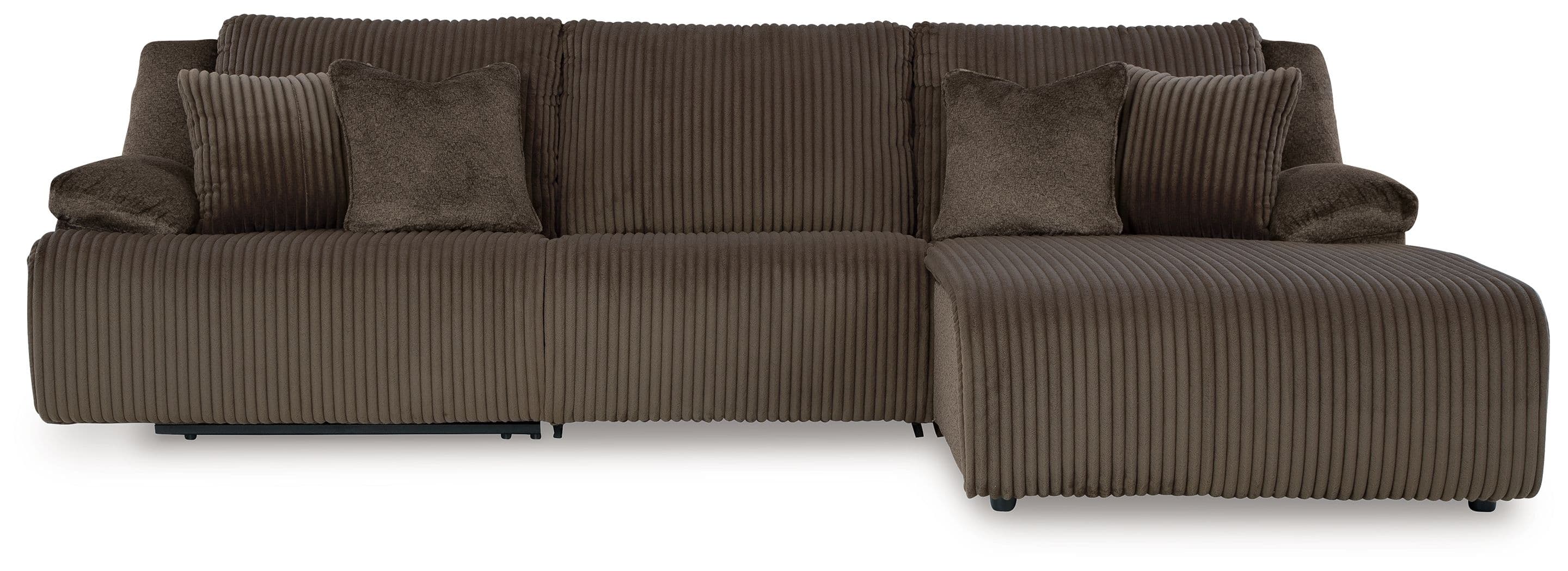 3-Piece Reclining Sectional Sofa With Raf Chaise · Chocolate