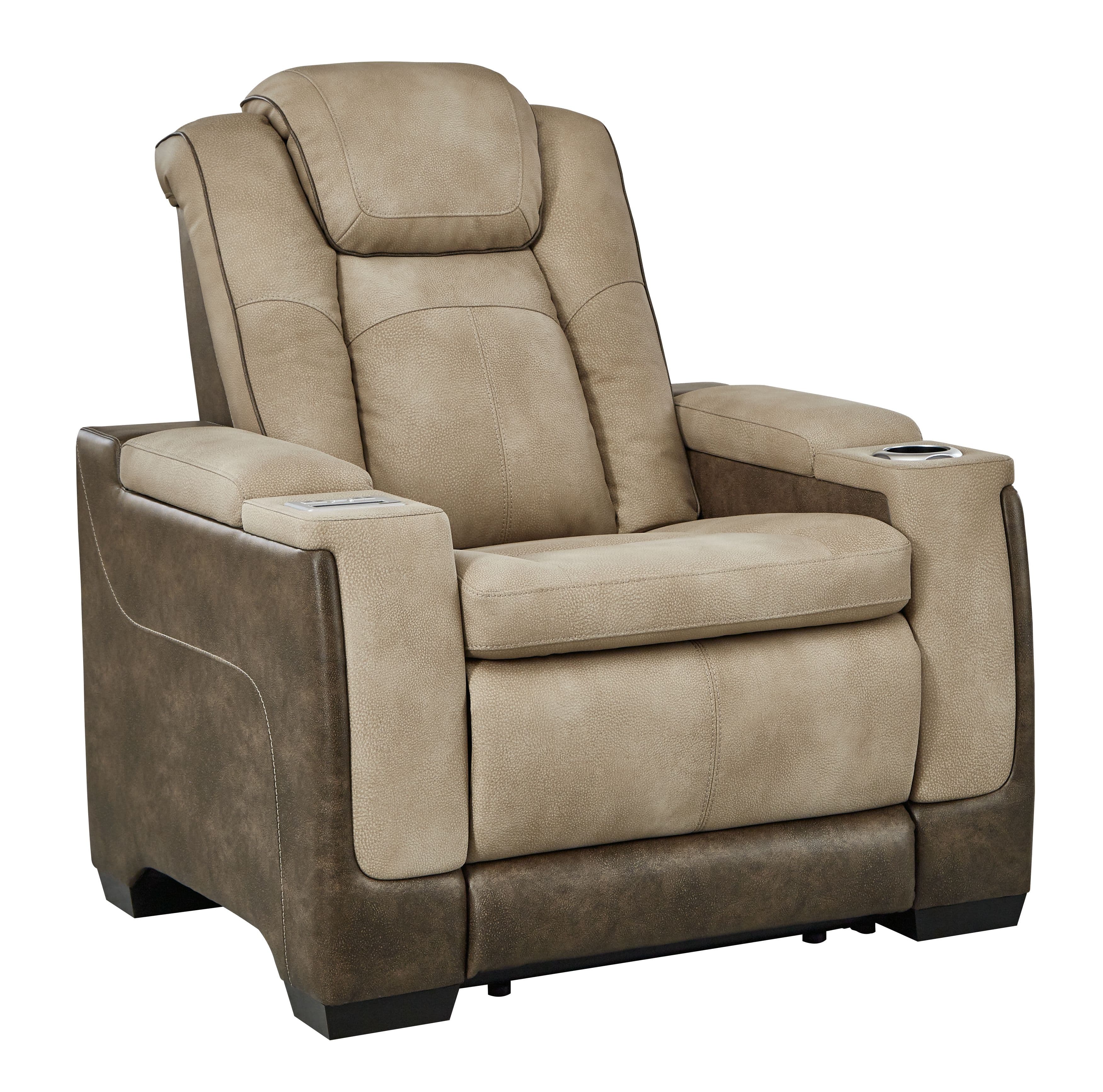Power Recliner/Adj Headrest · Sand