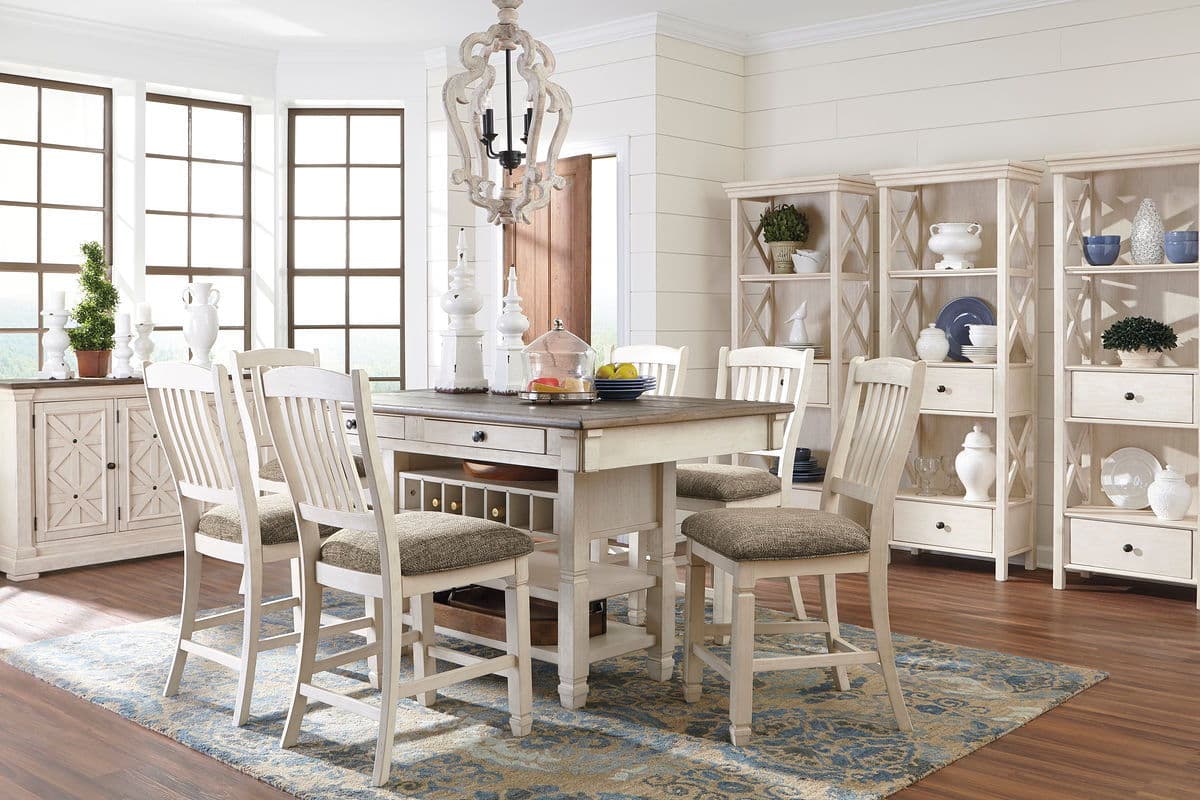 11 Pc. · Counter Table, 6 Barstools, Server, 3 Cabinets
