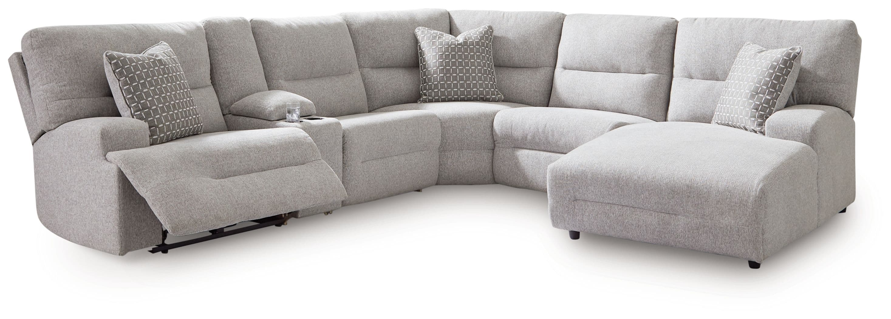 6-Piece Power Reclining Sectional With Raf Power Reclining Back Chaise · Pewter
