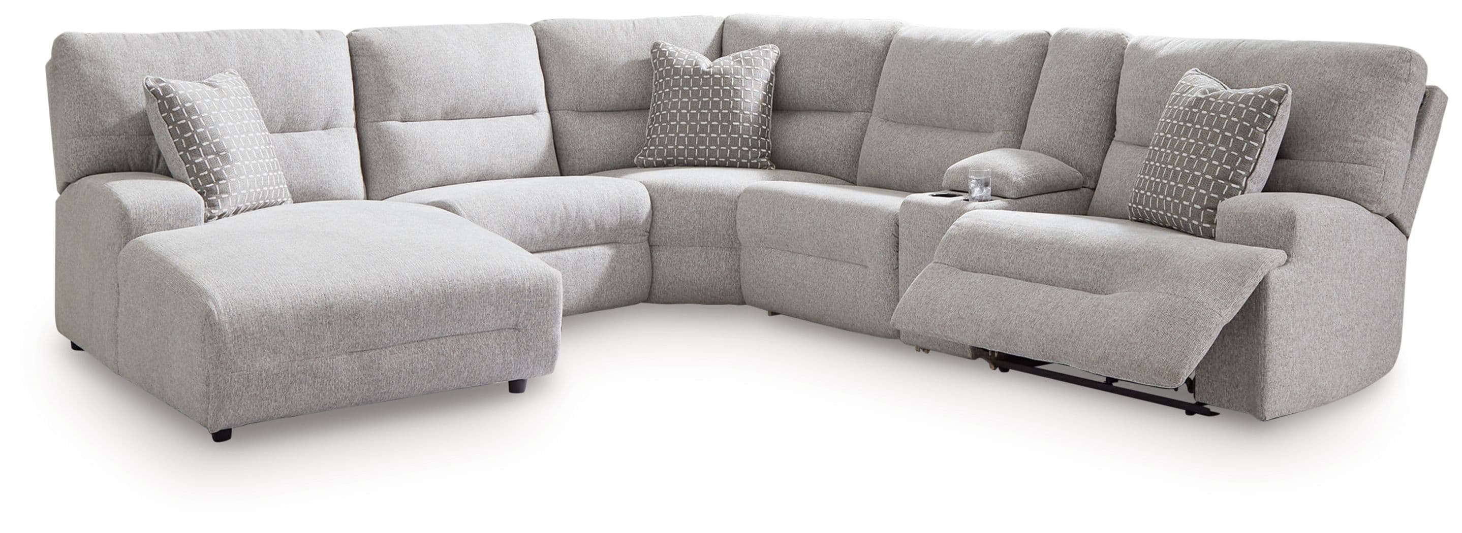 6-Piece Power Reclining Sectional With Laf Power Reclining Back Chaise · Pewter