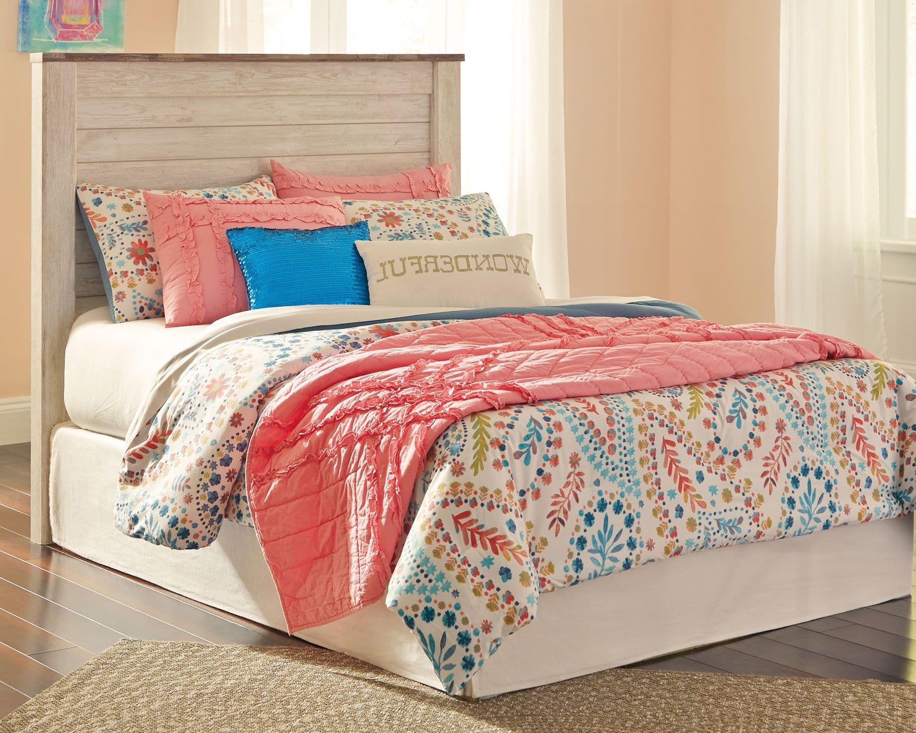 Full Panel Headboard with Bolt on Bed Frame