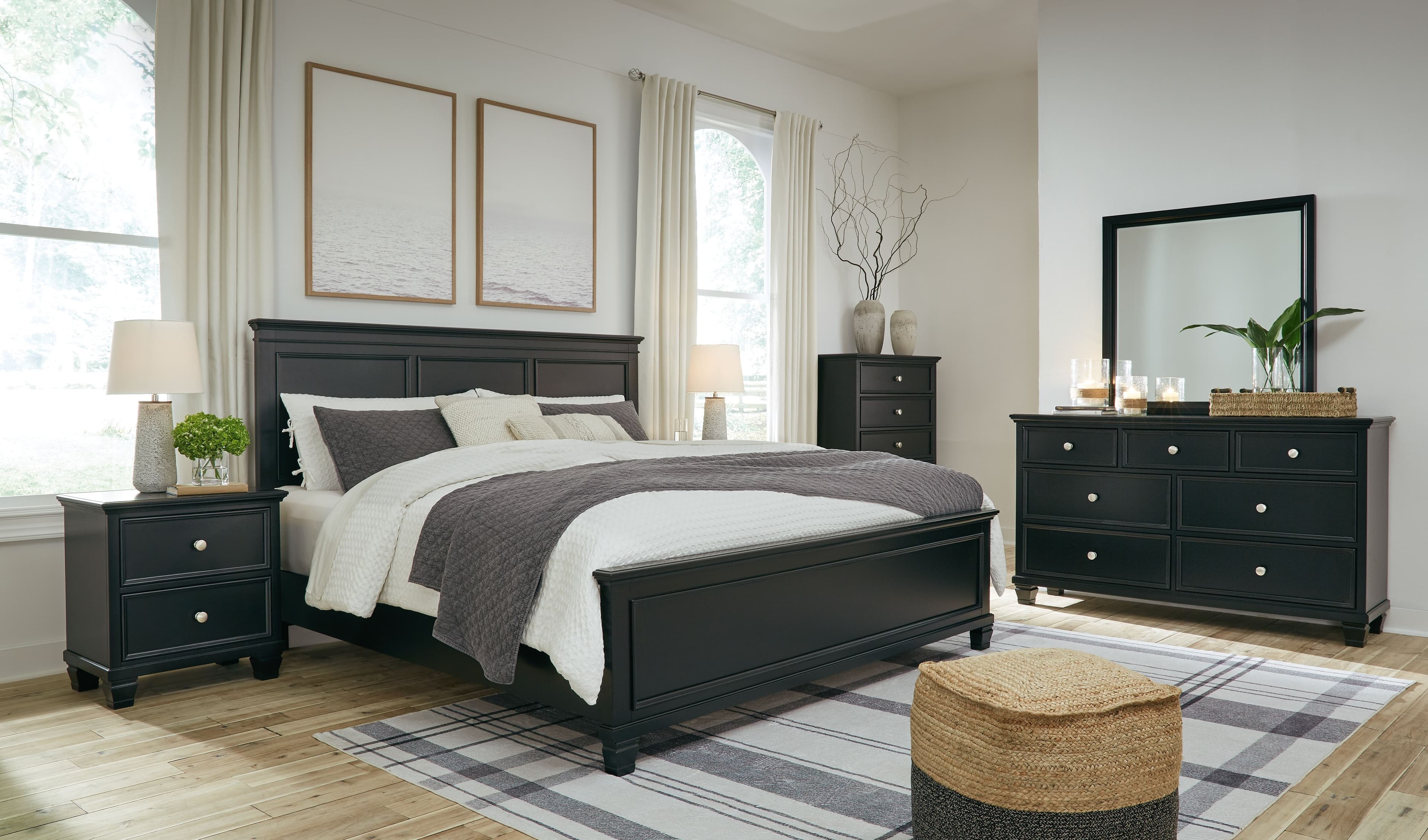 6 Pc. · Dresser, Mirror, Chest, California King Panel Bed