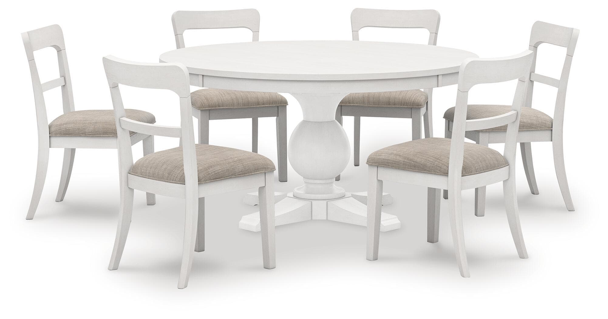 7 Pc. · Dining Table And 6 Upholstered Dining Side Chairs