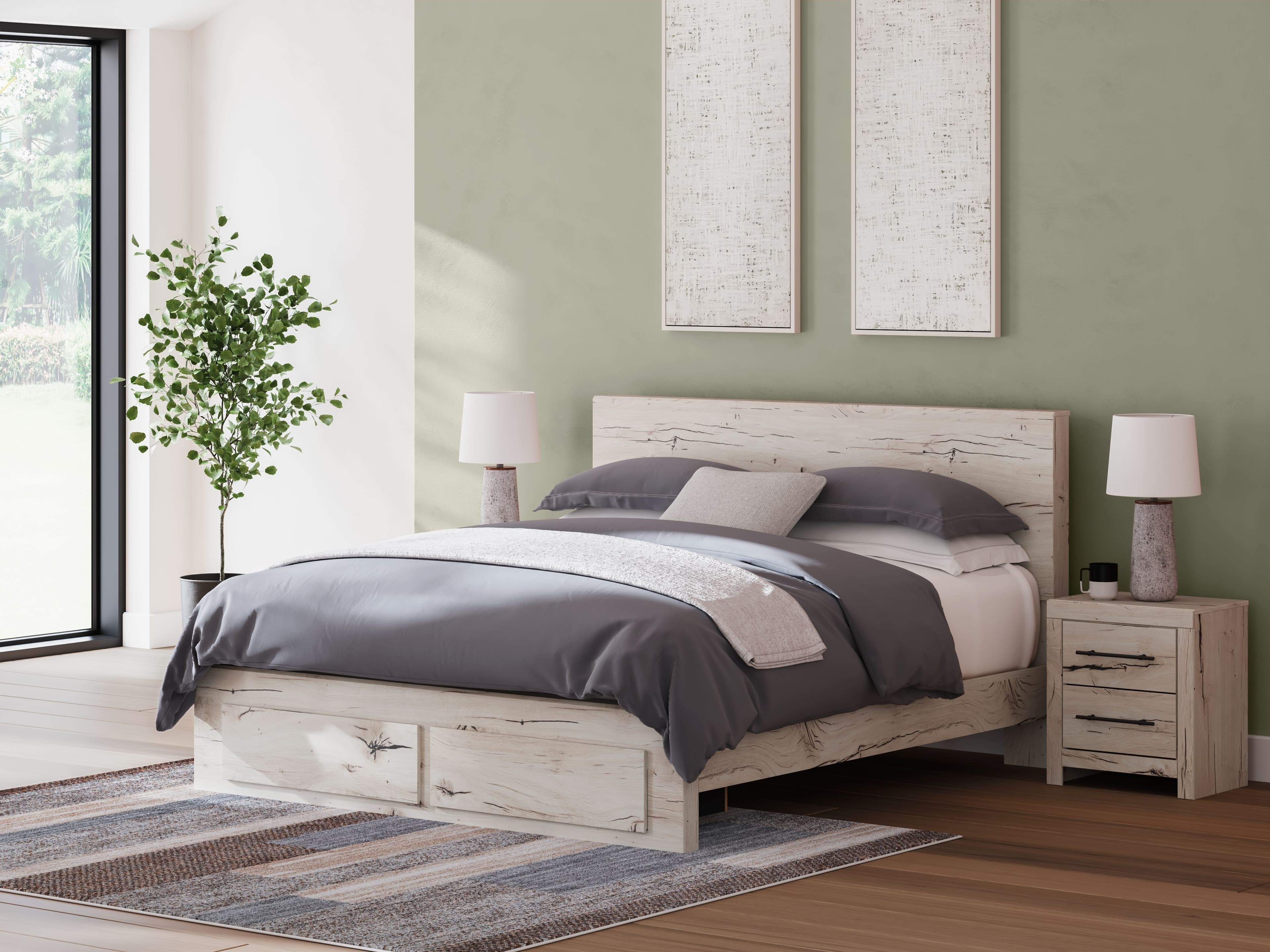 King Panel Bed With Storage Footboard
