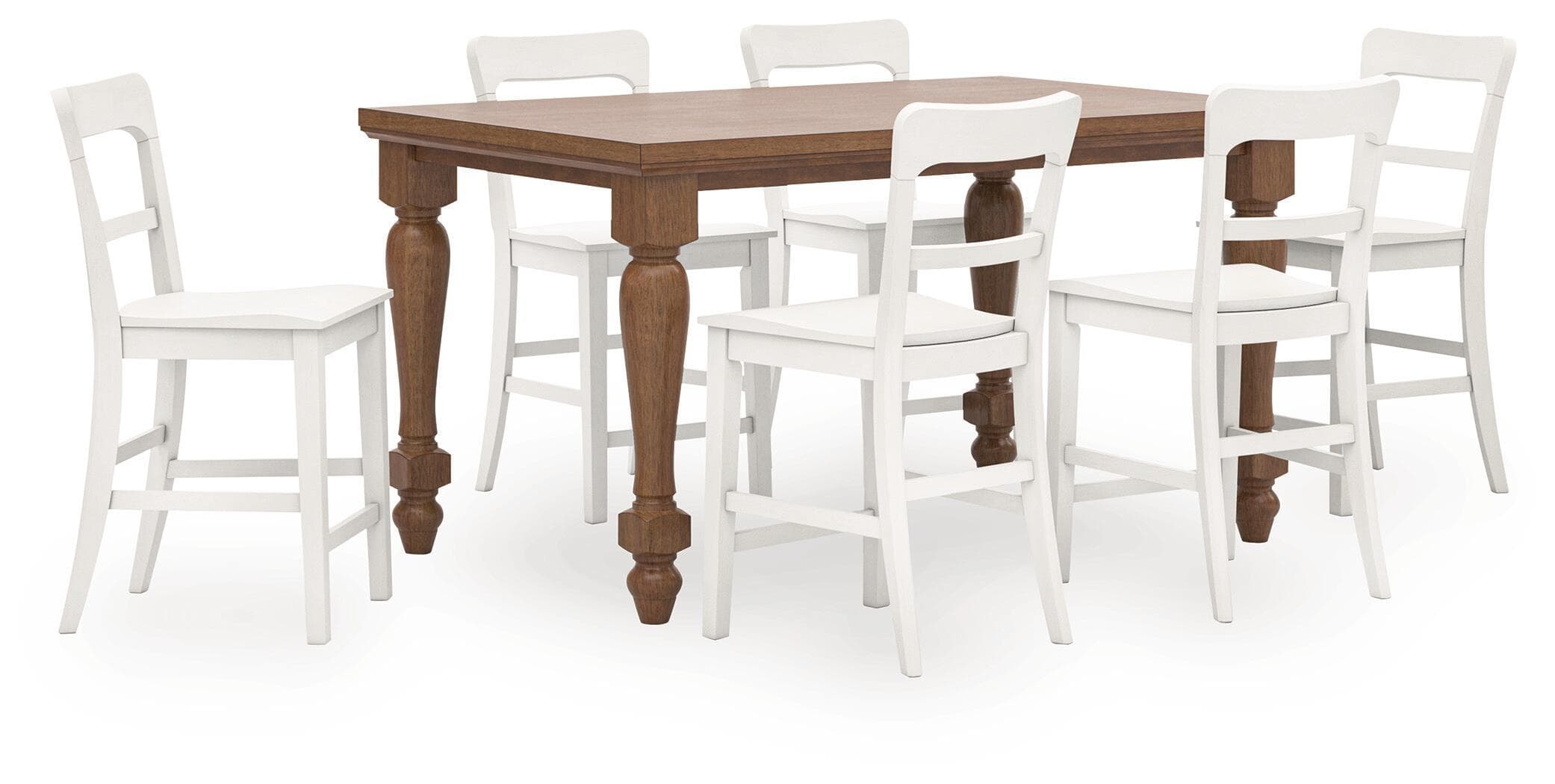 7 Pc. · Counter Height Dining Table And 6 Barstools · White