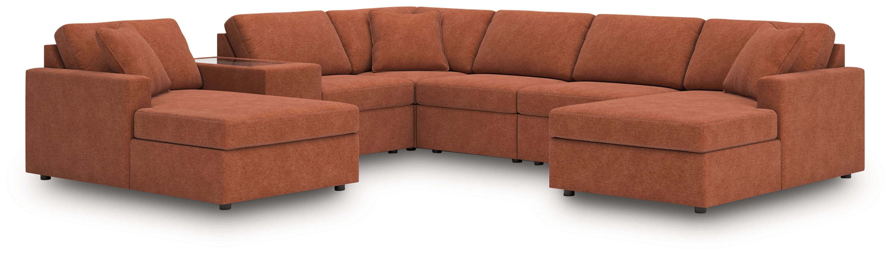 7-Piece Sectional With Laf And Raf Corner Chaises And With Storage Console