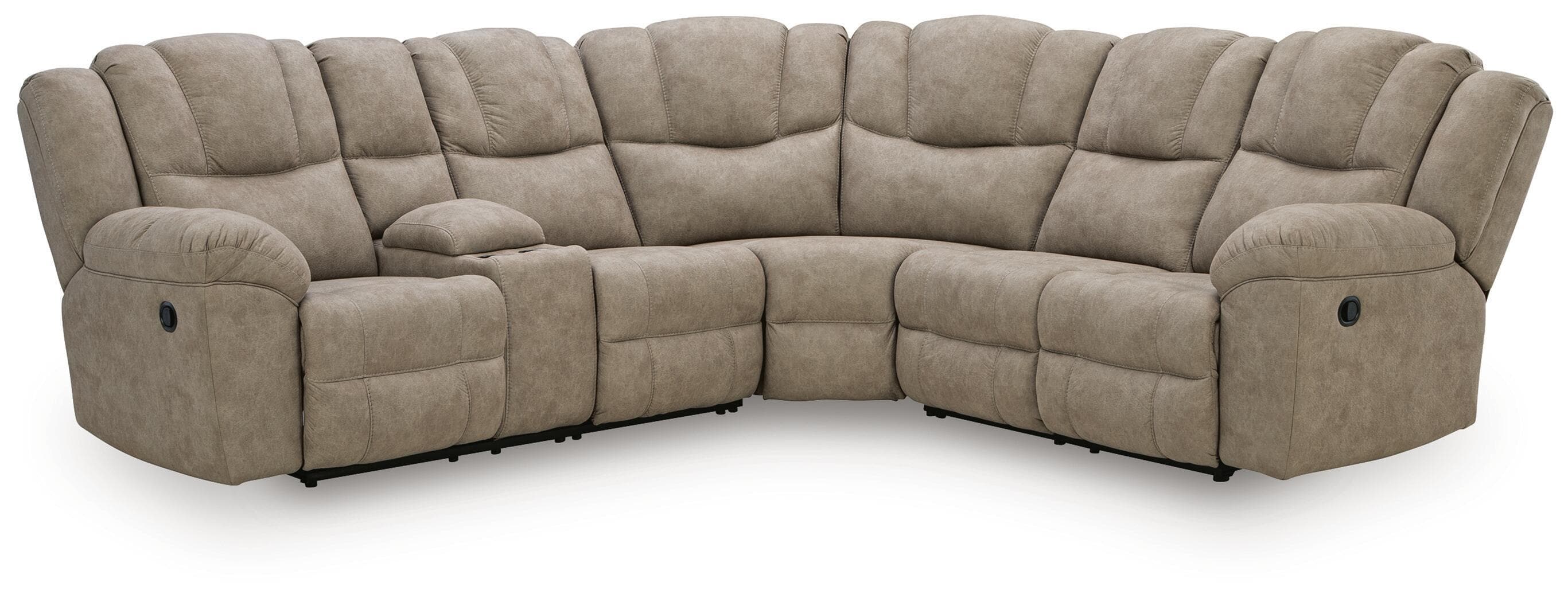 3-Piece Reclining Sectional With LAF Reclining Loveseat With Console