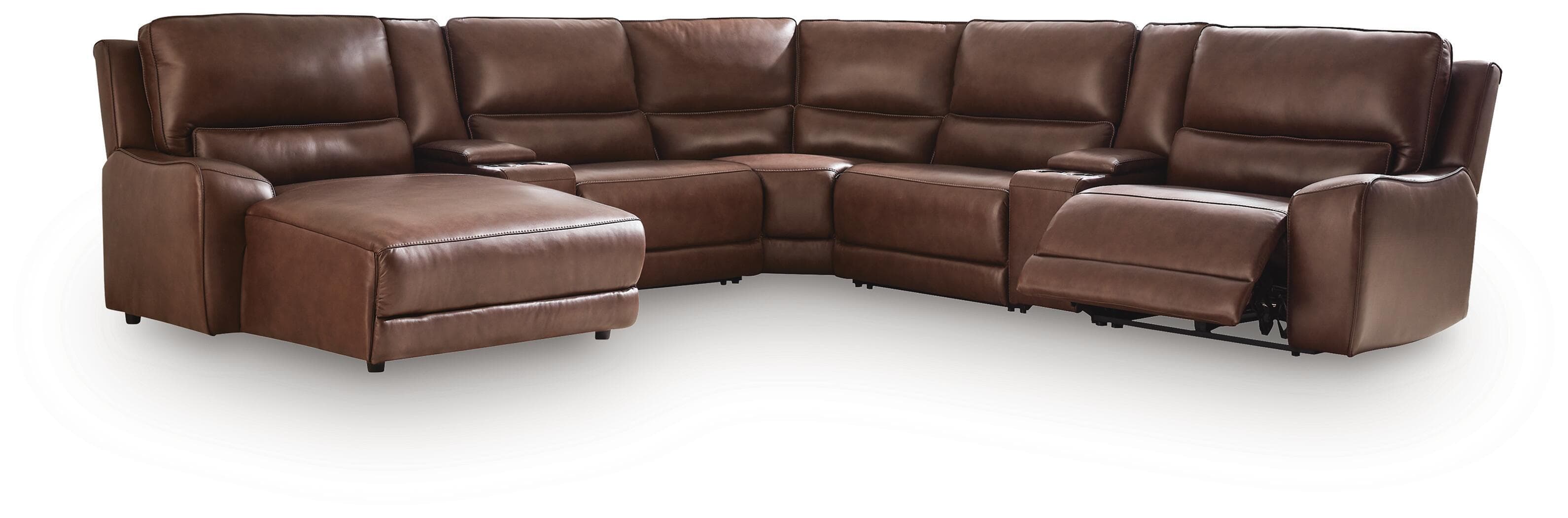 7-Piece Power Reclining Sectional With LAF Press Back Power Chaise And 2 Storage Consoles · Canyon