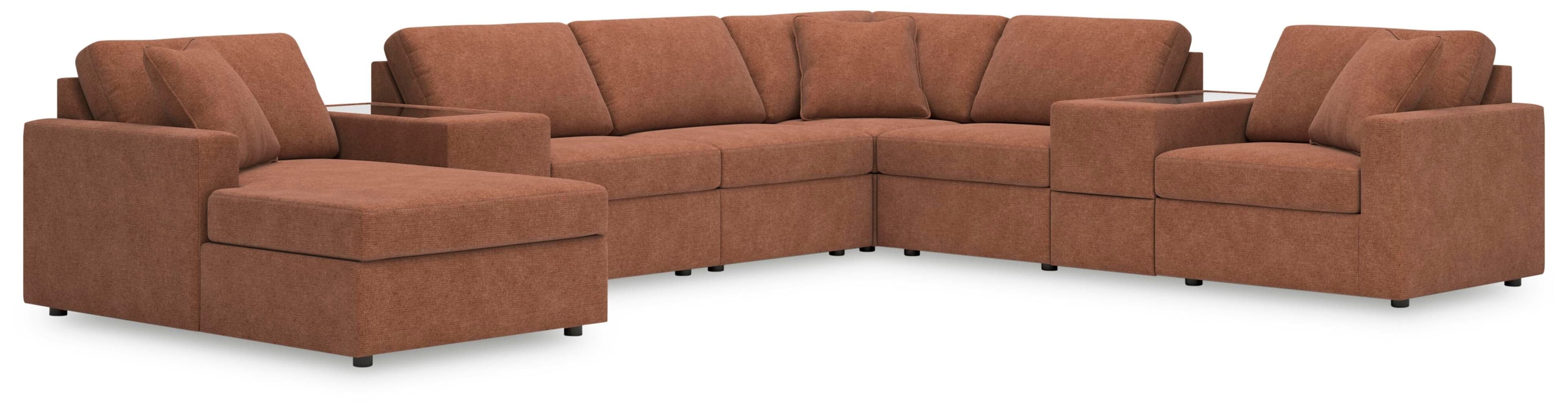 8-Piece Sectional With Laf Corner Chaise And Storage Consoles