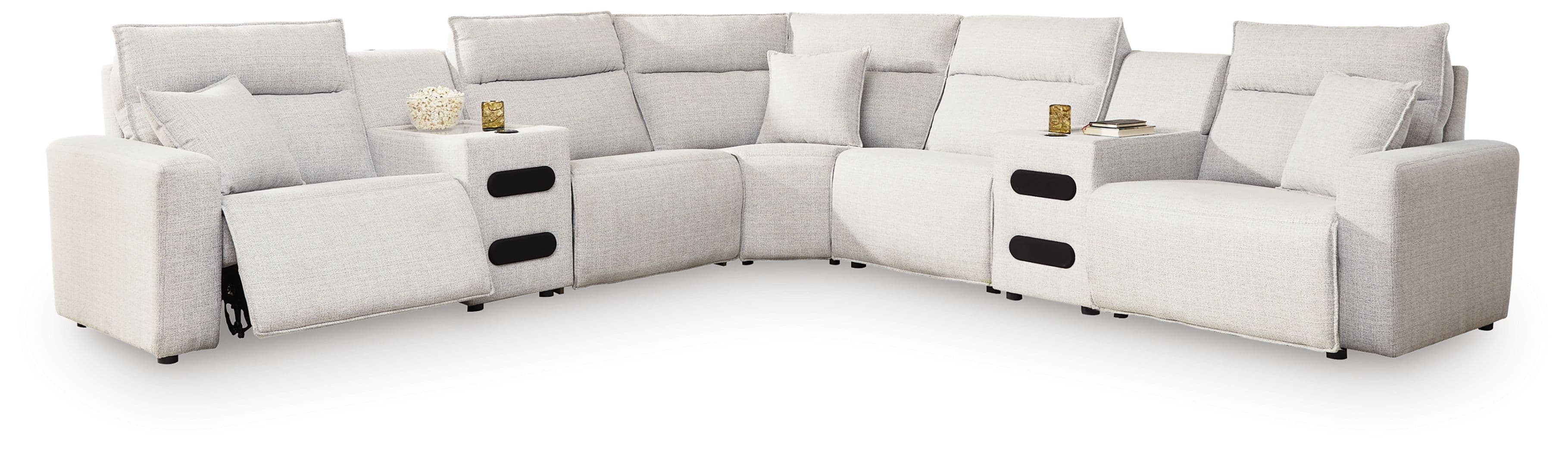 7-Piece Power Reclining Sectional With Audio Consoles