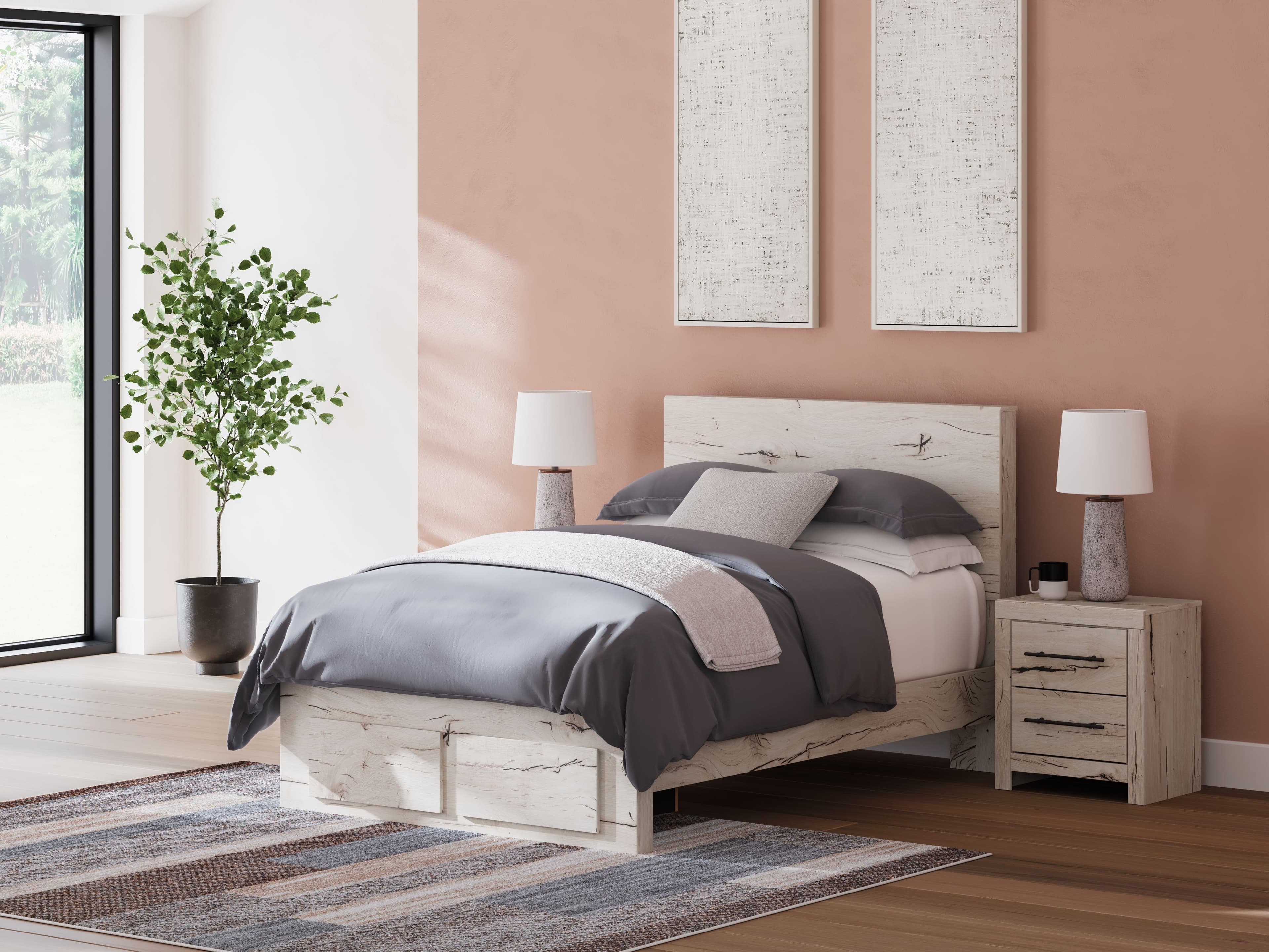 Full Panel Bed With Storage Footboard