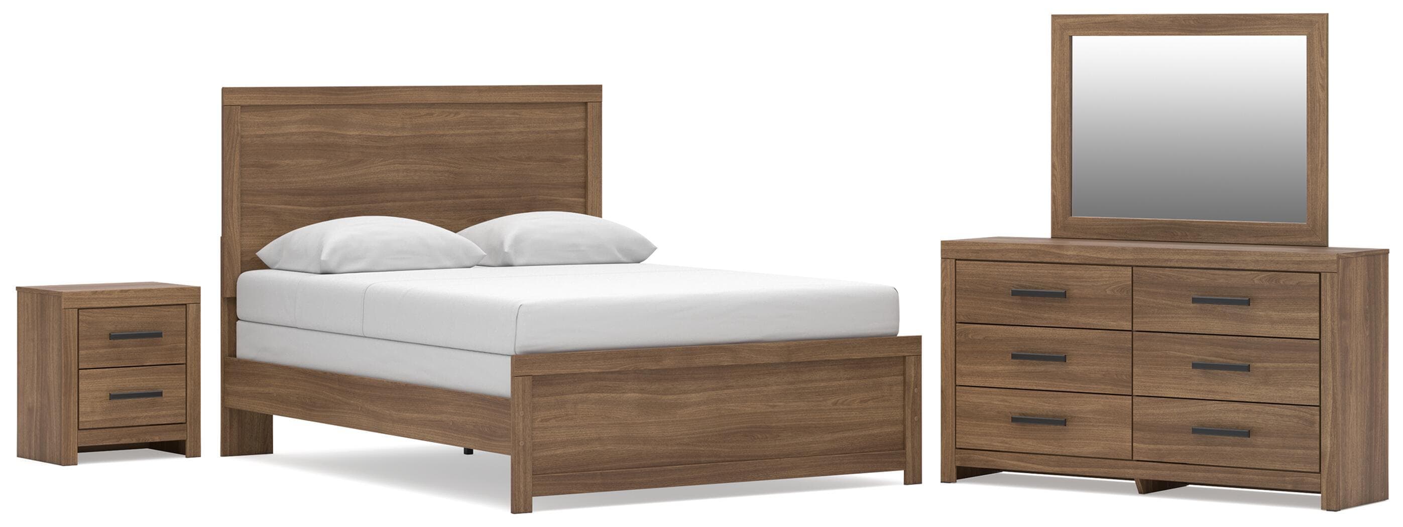 4 Pc. · Queen Panel Bed, Dresser, Mirror And Nightstand · Auburn