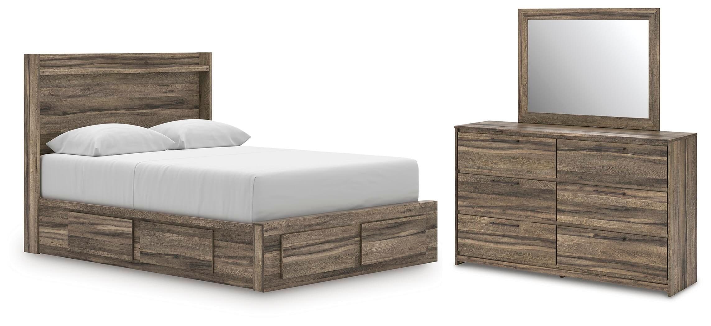 3 Pc. · Queen Panel Storage Bed With Under Bed Storage Unit, Dresser And Mirror