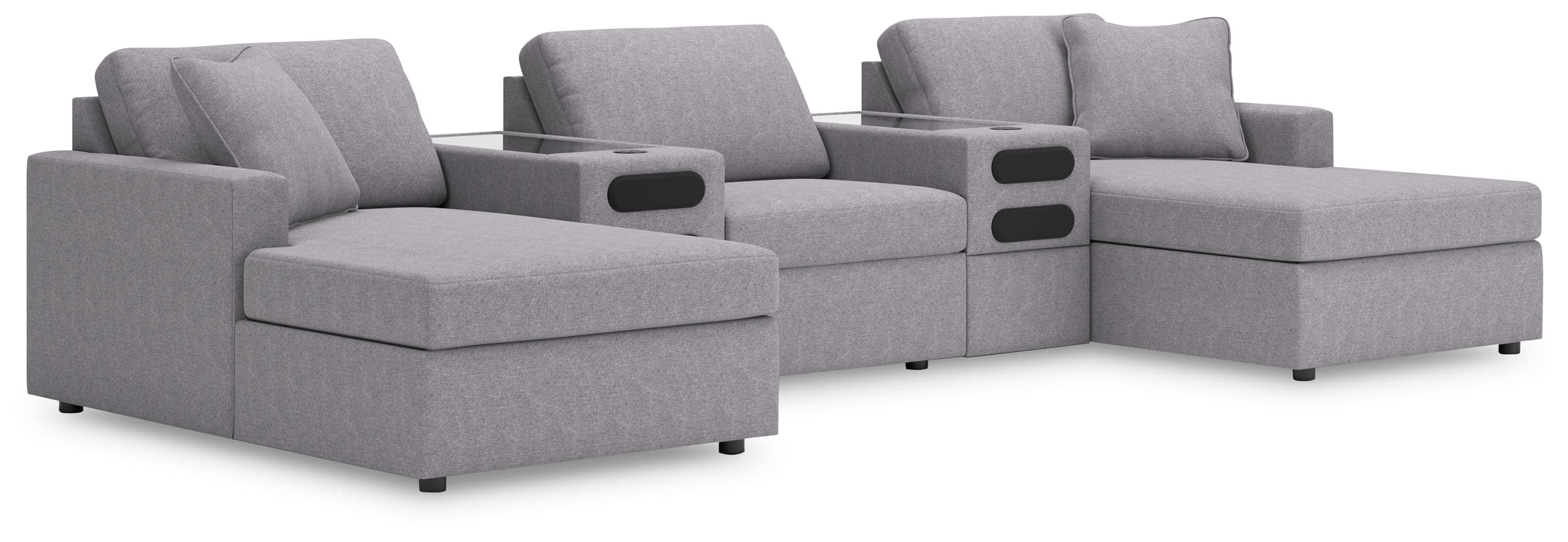 5-Piece Sectional With Chaise And Audio System Console