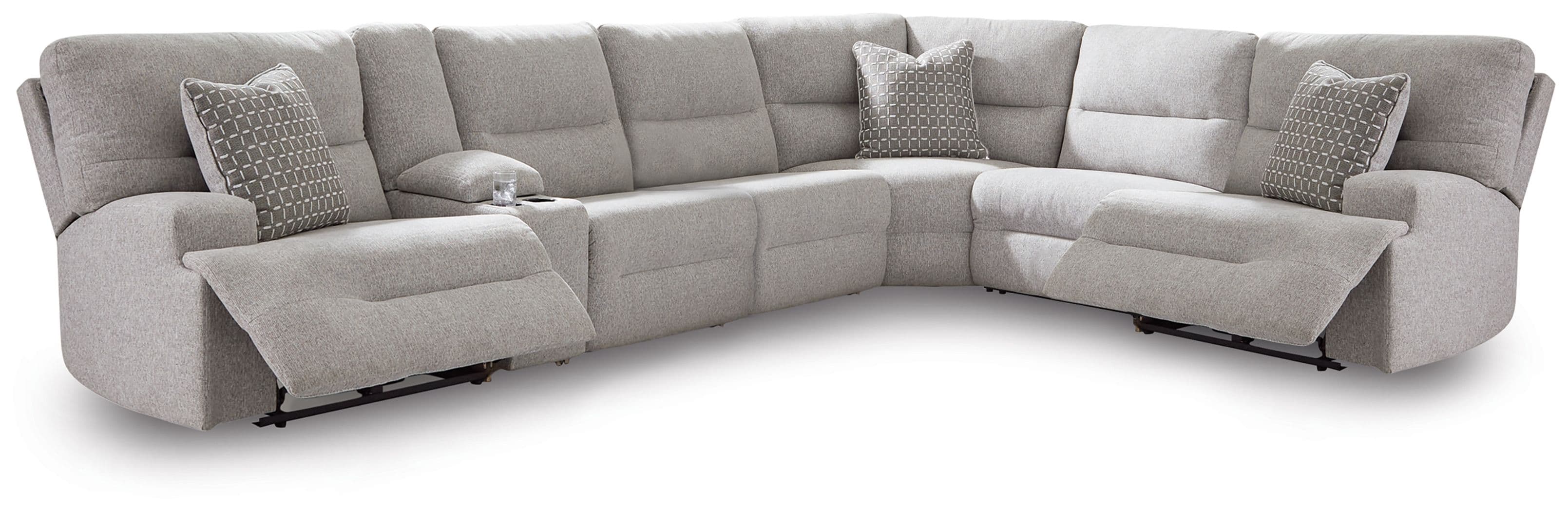 7-Piece Power Sectional Reclining Sofa With Storage Console · Pewter