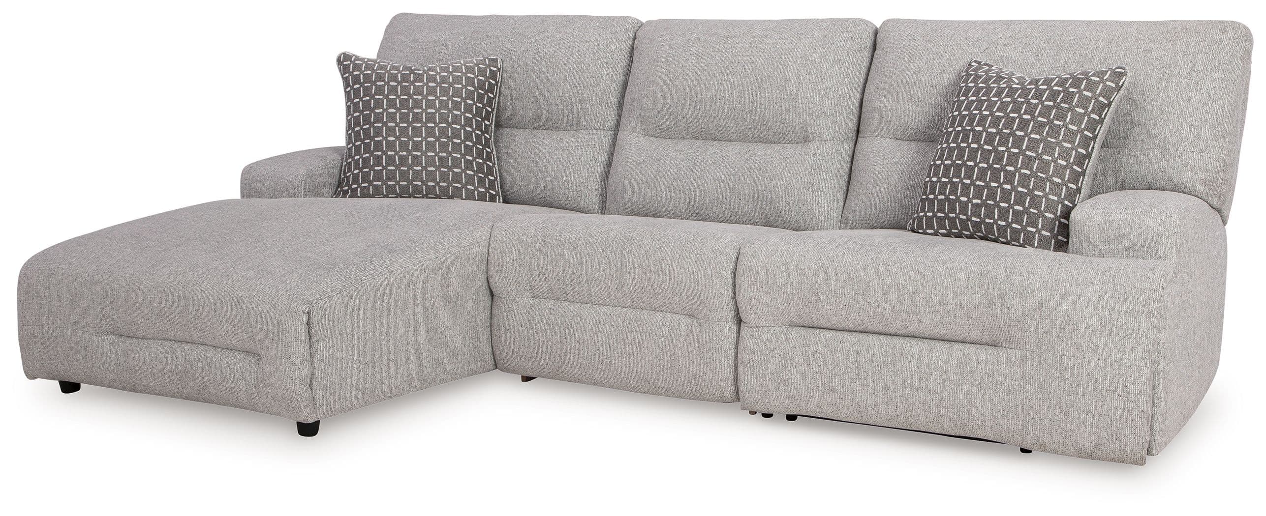 3-Piece Power Reclining Sectional With LAF Power Reclining Back Chaise · Pewter