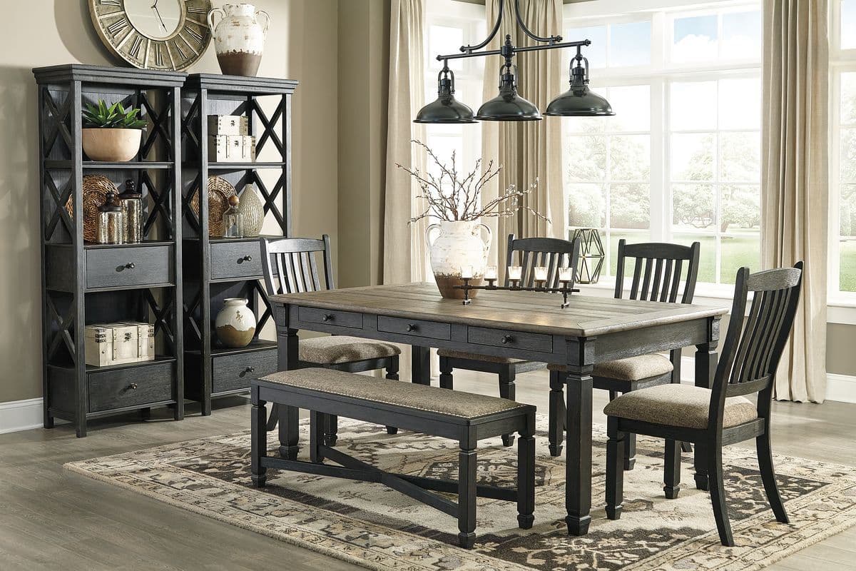8 Pc. · Dining Room Table, 4 Side Chairs, Bench, 2 Cabinets