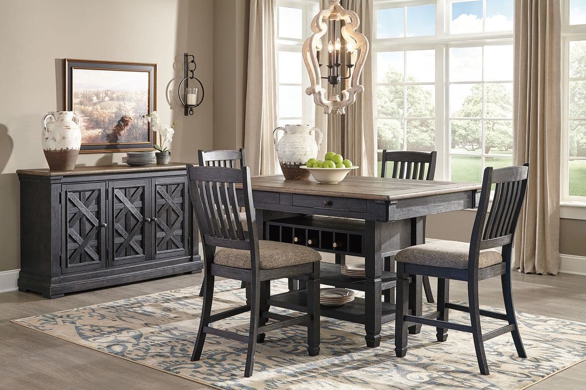 6 Pc. · Counter Table, 4 Barstools, Server