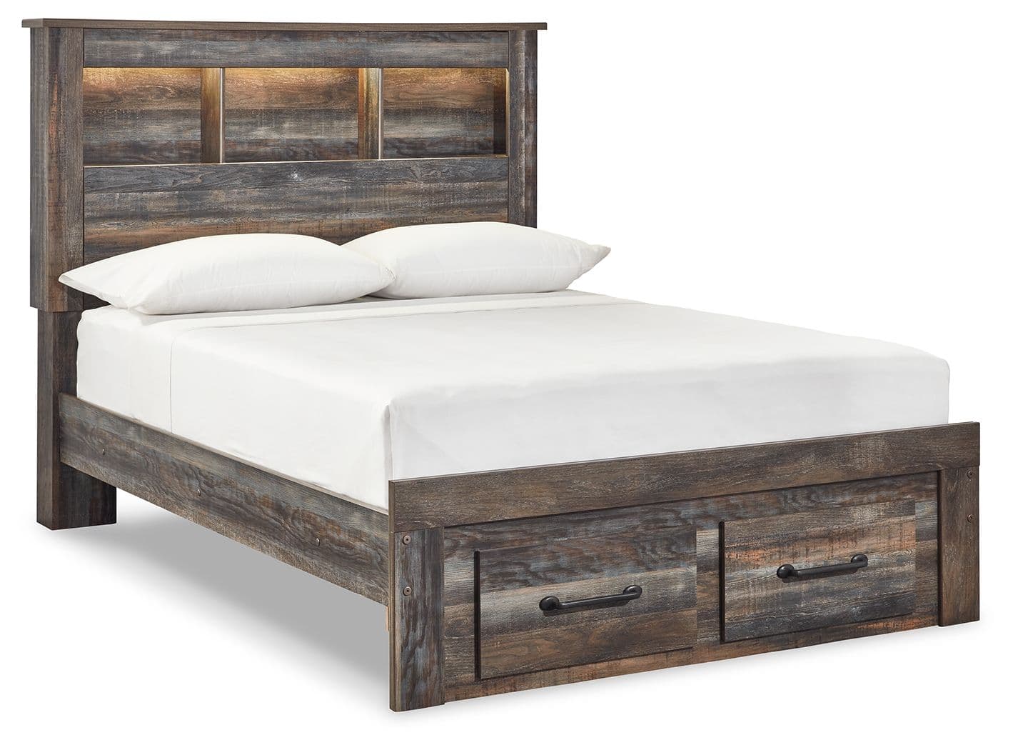 Full Bookcase Bed With 2 Storage Drawers · Brown / Beige
