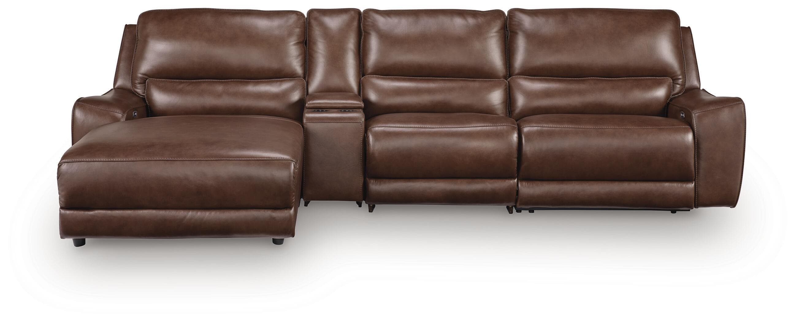 4-Piece Power Reclining Sectional With LAF Press Back Power Chaise And Storage Console · Canyon