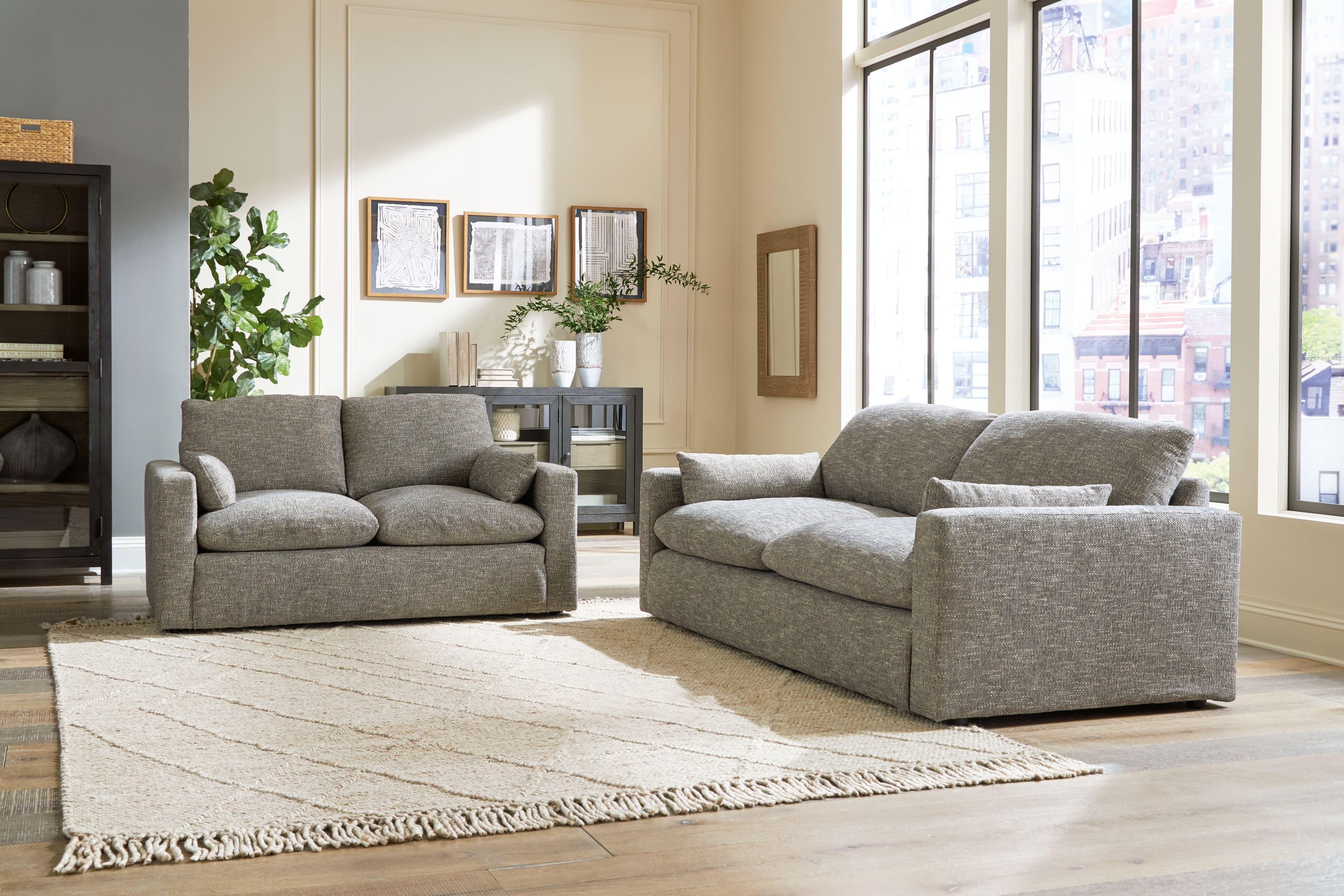 Dramatic - 2 Pc. - Sofa, Loveseat - Granite
