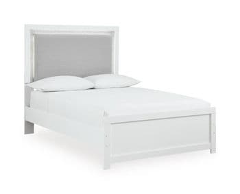 Full Upholstered Panel Headboard · White / Gray