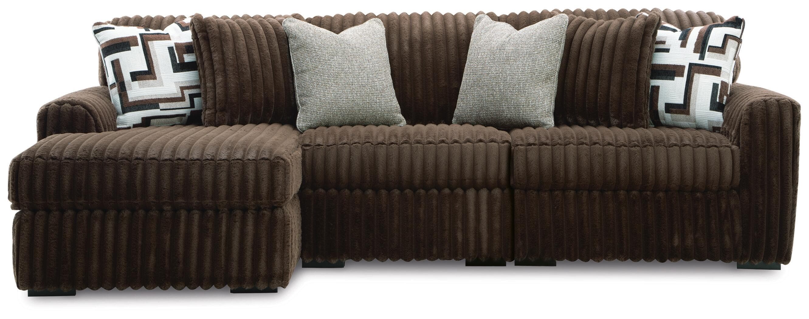3-Piece Sectional With LAF Corner Chaise And Armless Chair · Chocolate
