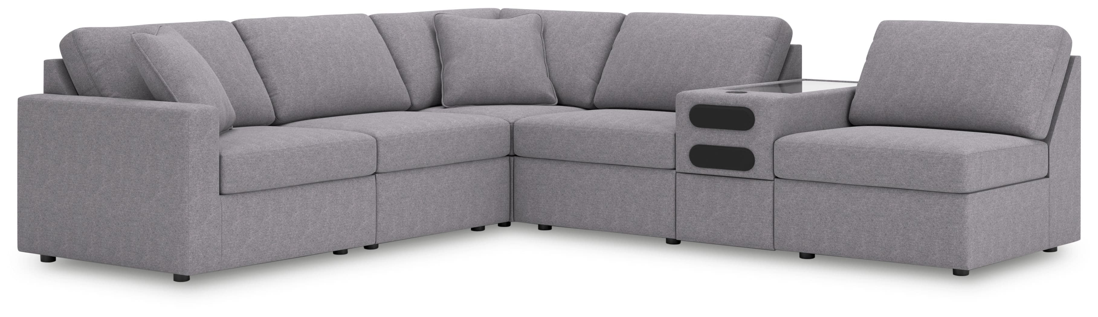 6-Piece Sectional With Audio System Console And 3 Armless Chairs