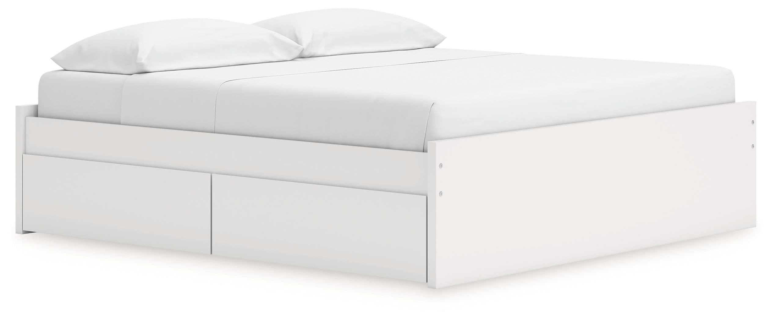 King Platform Bed With 2 Side Storage · White