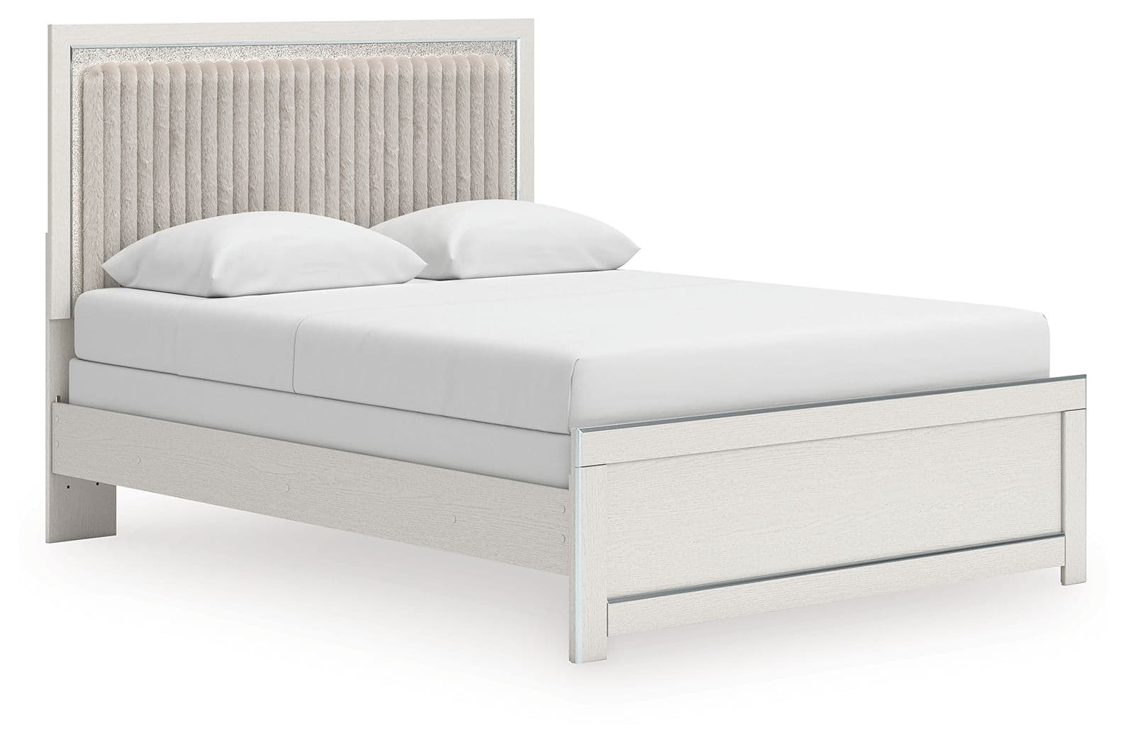 Queen Upholstered Panel Bed · White