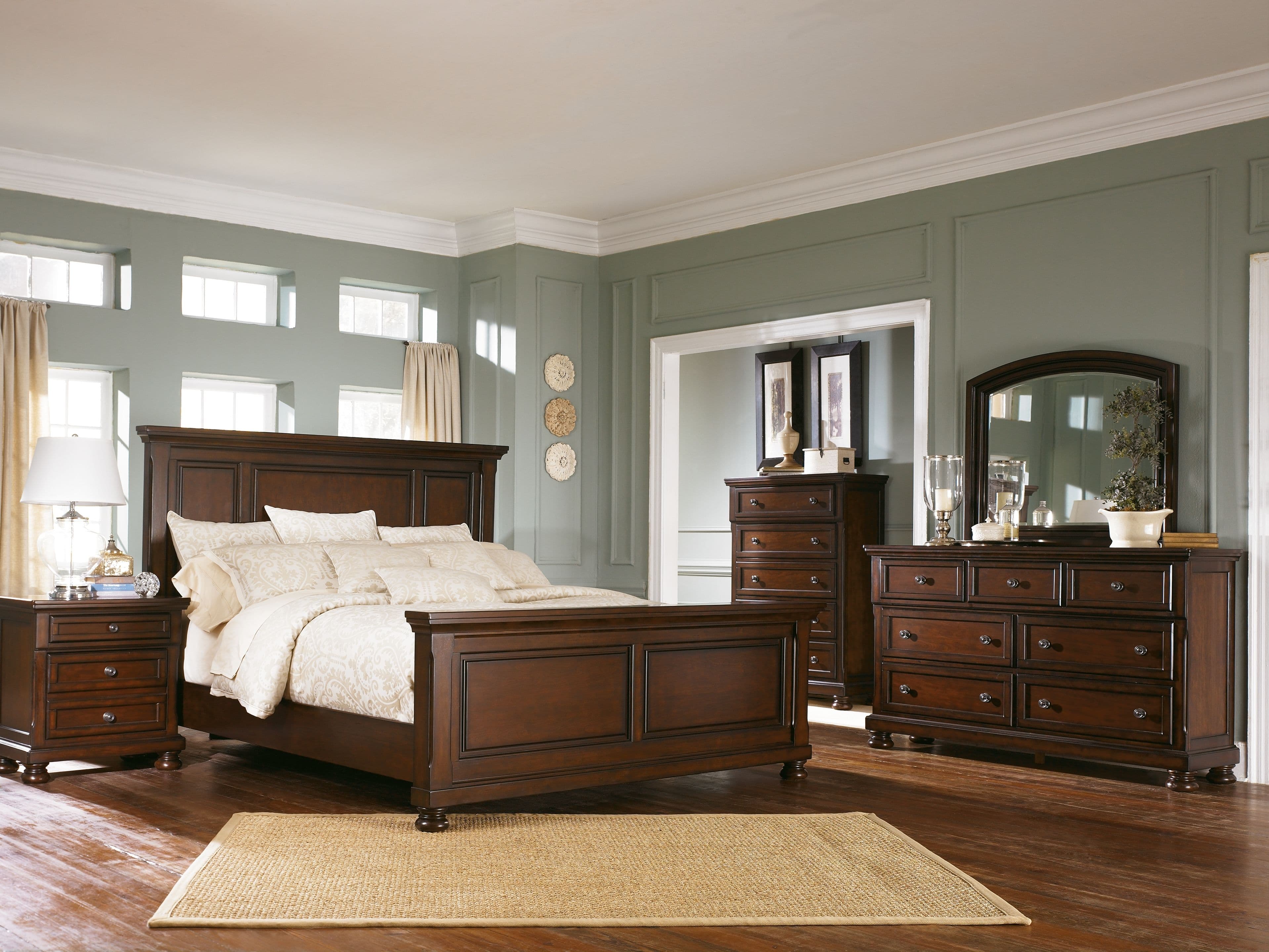 6 Pc. · Dresser, Mirror, Chest, California King Panel Bed