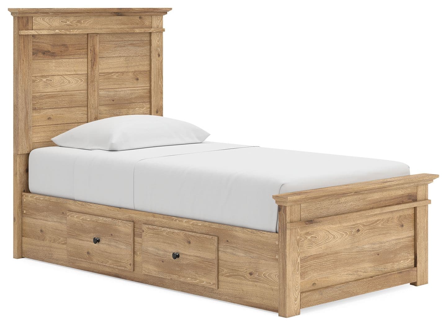 Twin Panel Storage Bed With Under Bed Storage Unit · Tan