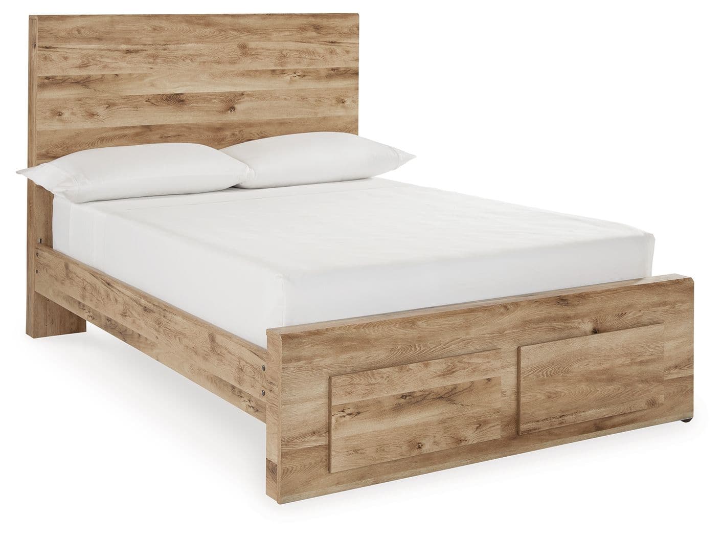 Full Panel Bed With Storage Footboard · Tan