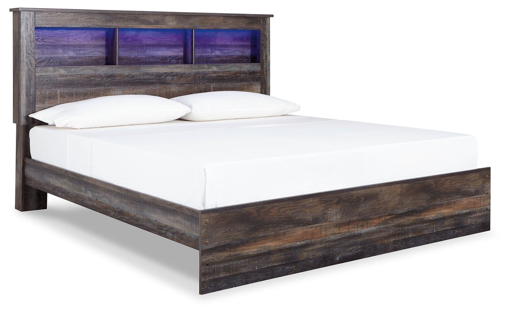 Drystan - King Panel Bookcase Bed - Brown / Beige